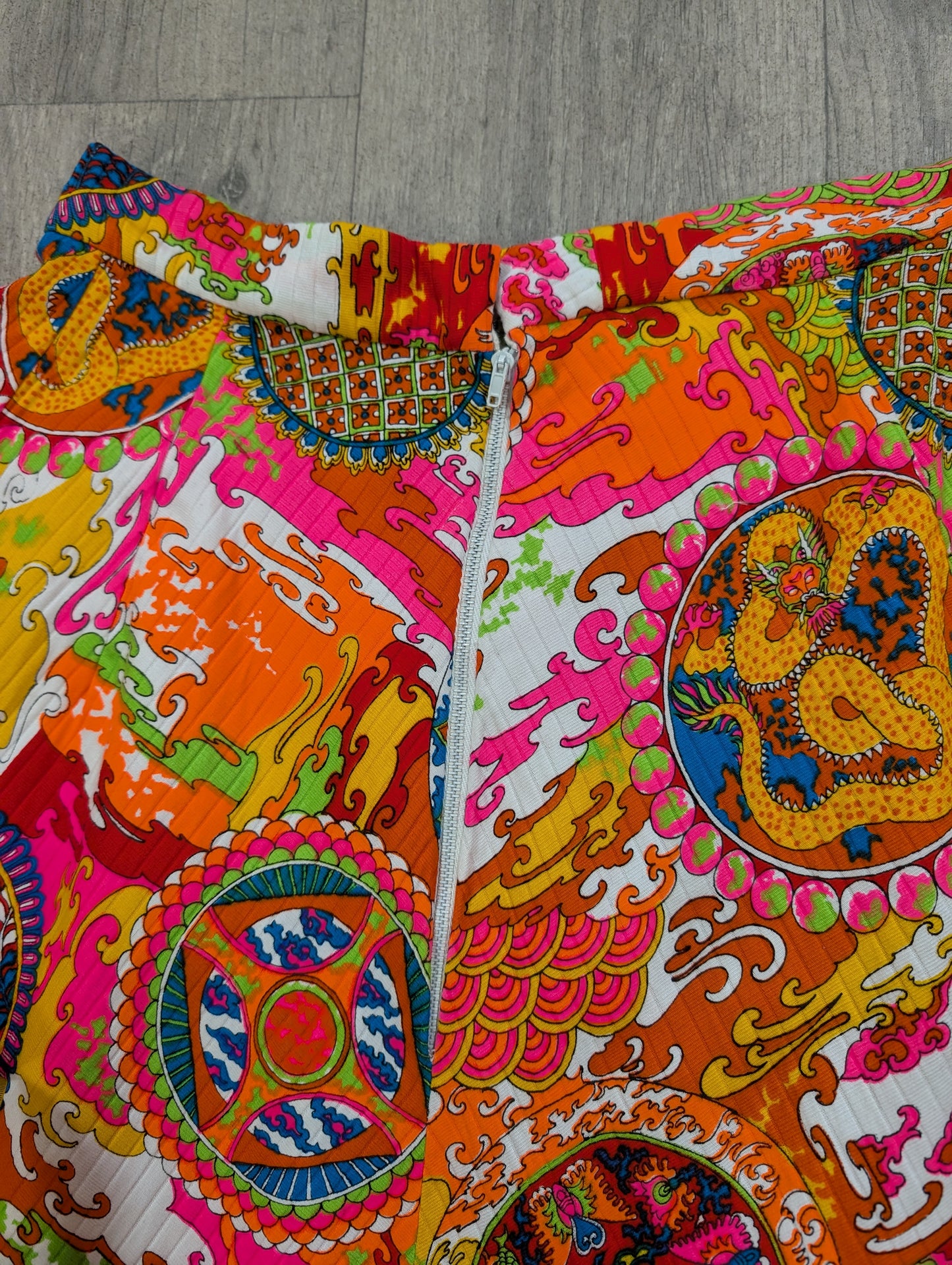 Alexander Clare psychedelic Chinese dragon print cotton skirt - 27" waist