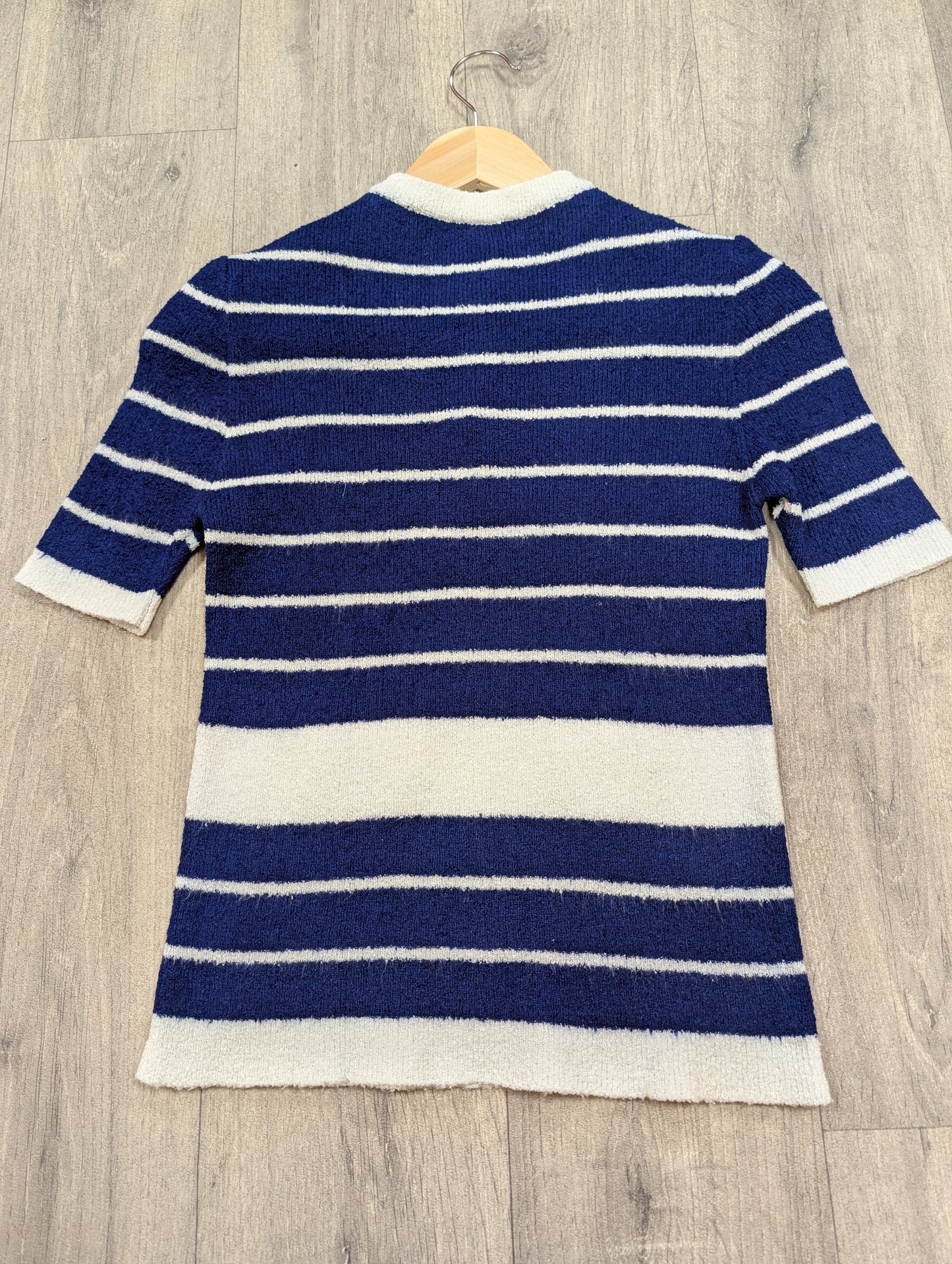 1960s navy & white knit top - XS/S
