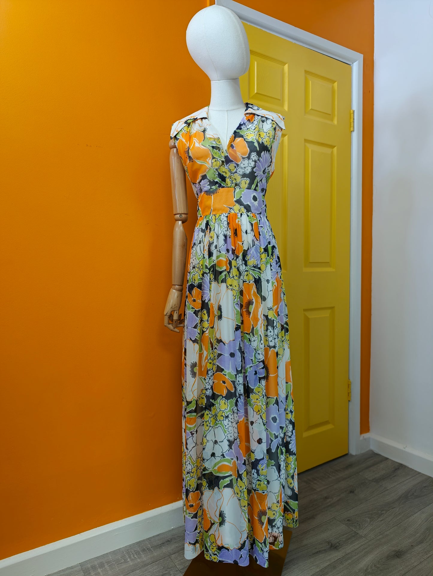 1970s Berkertex floral maxi dress - M/12/14