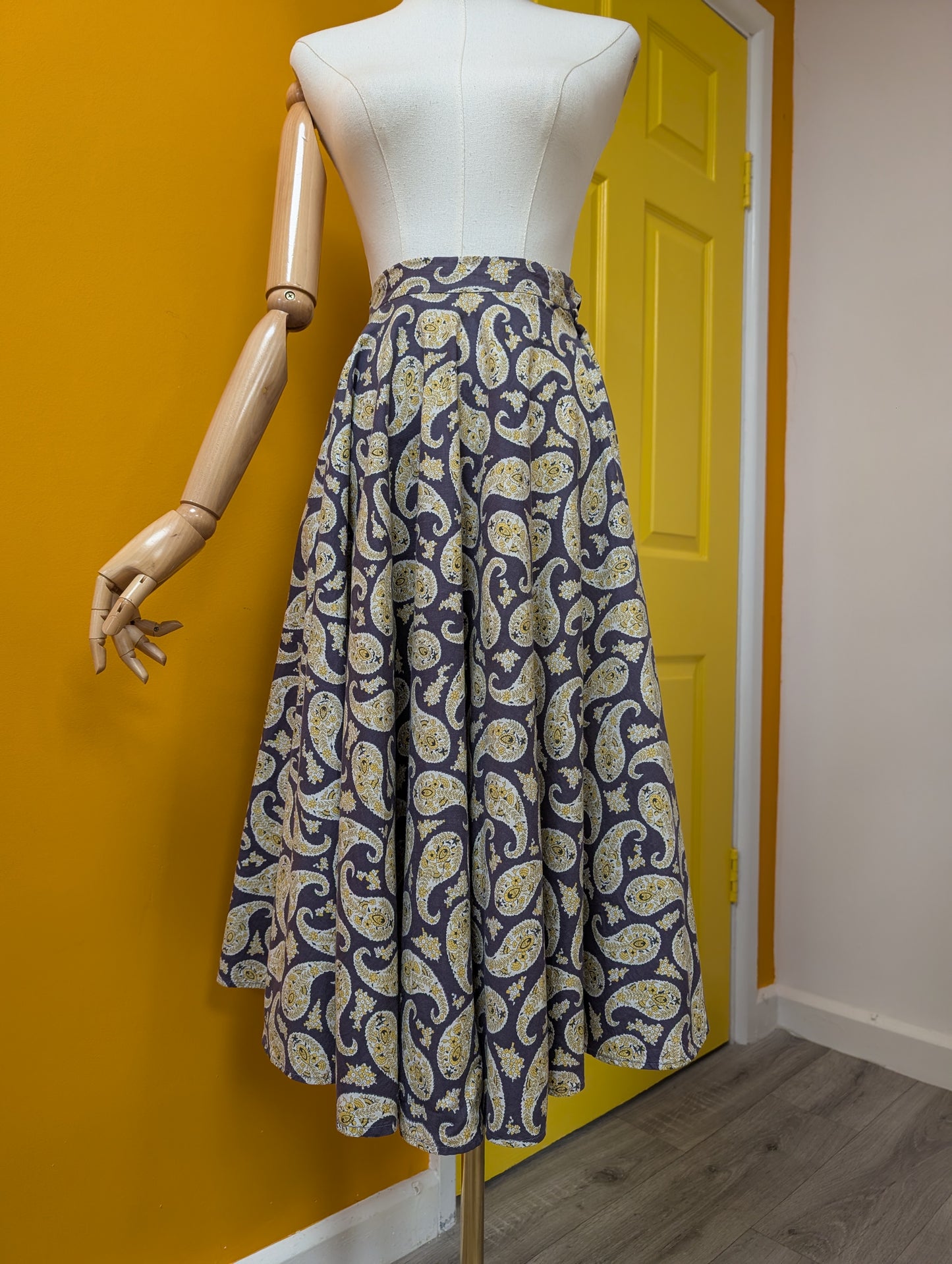 1950s St Michael paisley cotton full circle skirt - 23" waist