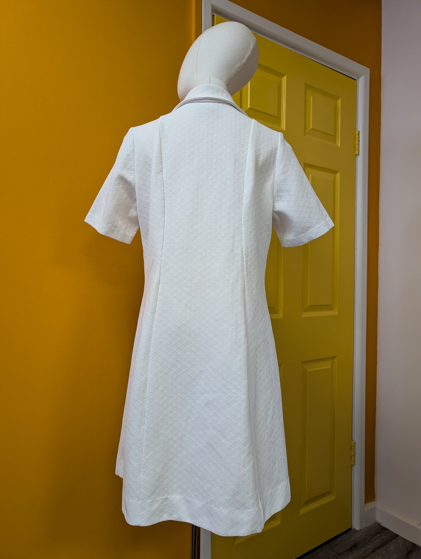 1960s St Michael white crimplene dress - M/L/14/16