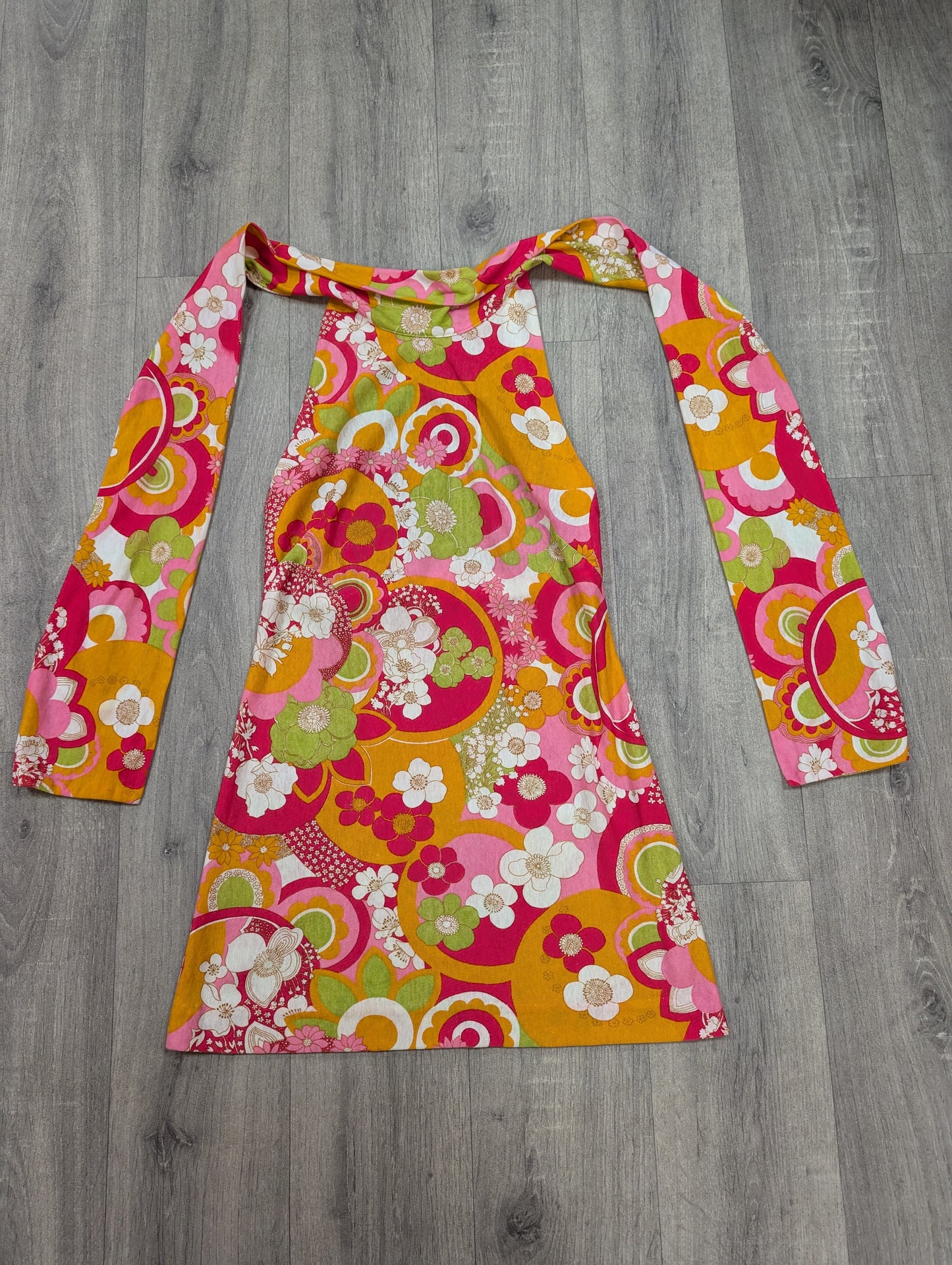 1960s Alistair Cowin psychedelic backless mini dress - S/8