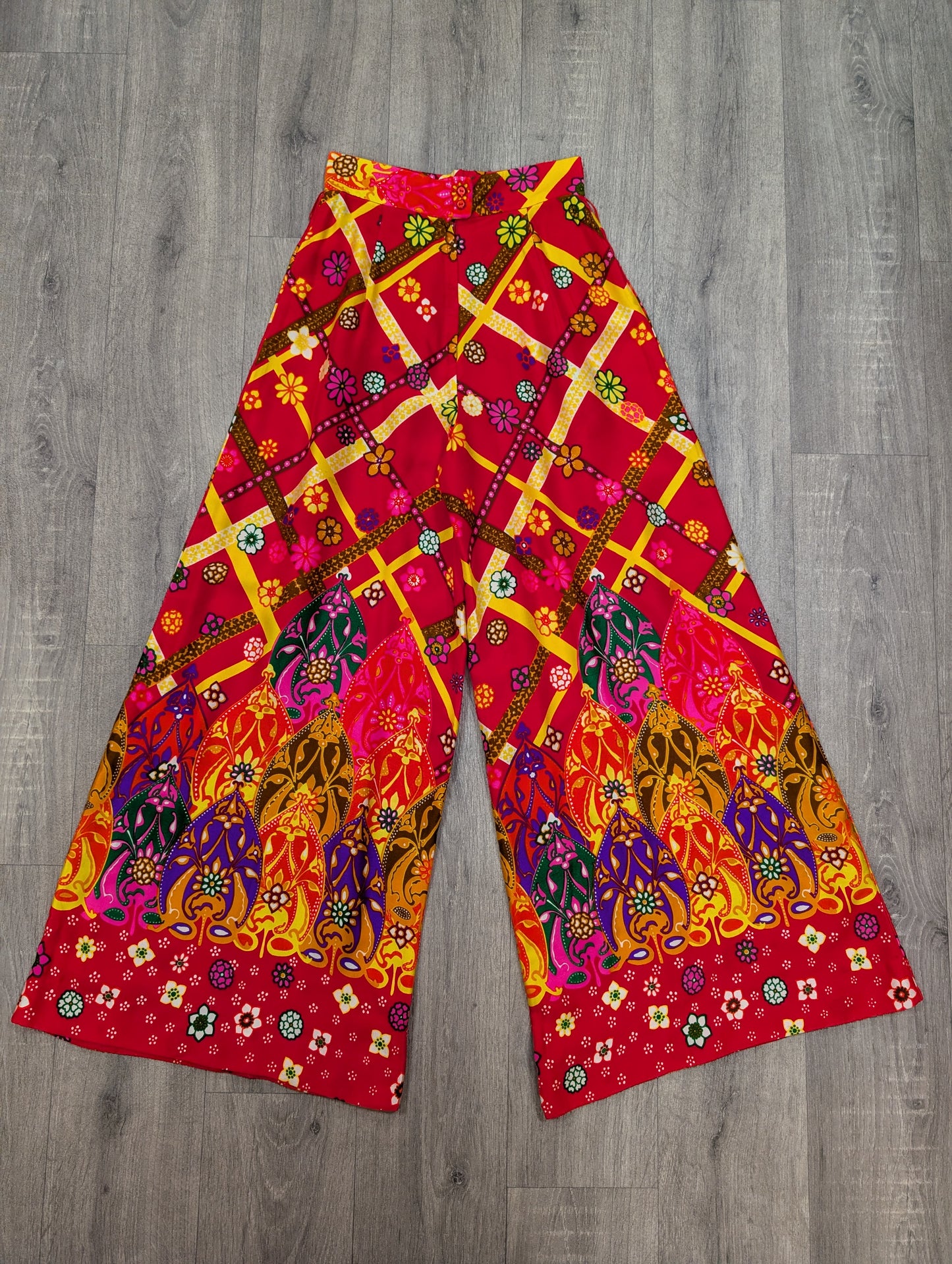 1970s Alex Colman California psychedelic palazzo pants - 26" waist