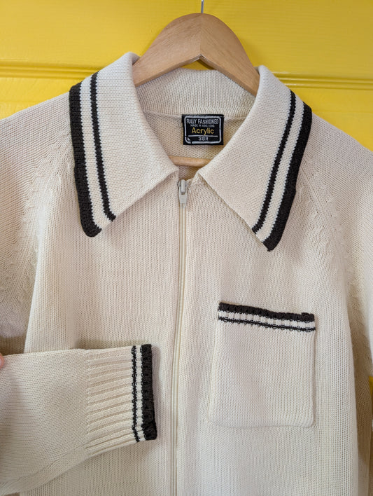 1970s acrylic zip up cardigan