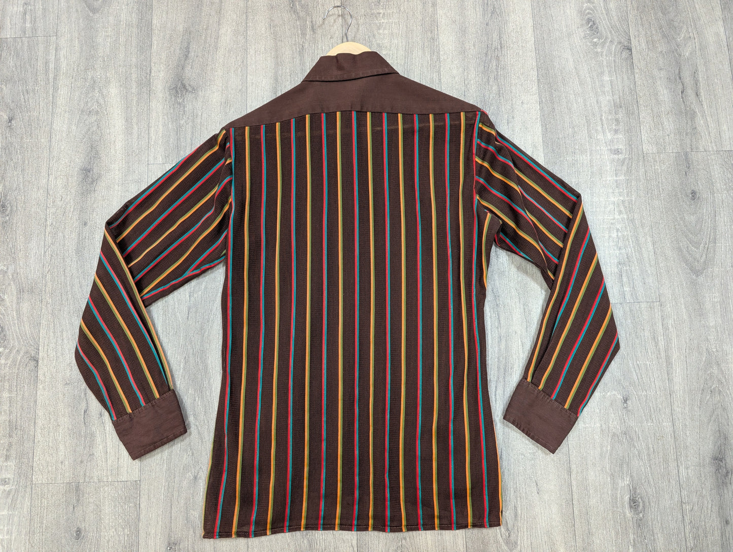 60s/70s brown cotton mesh shirt