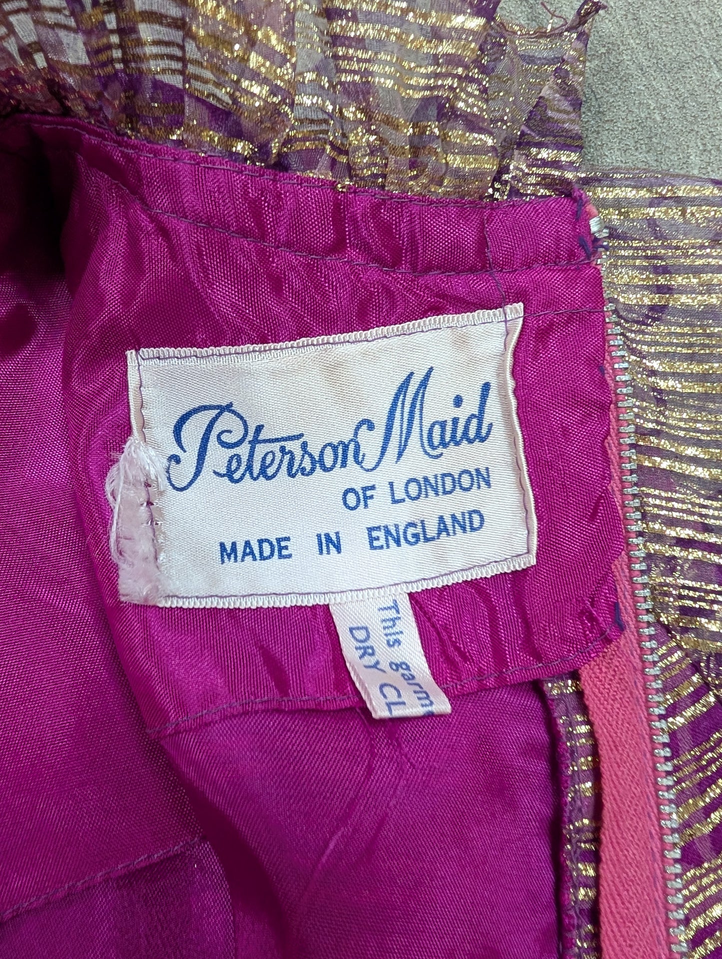 60s/70s Peterson Maid sparkly purple & gold dress - XS/S/6/8