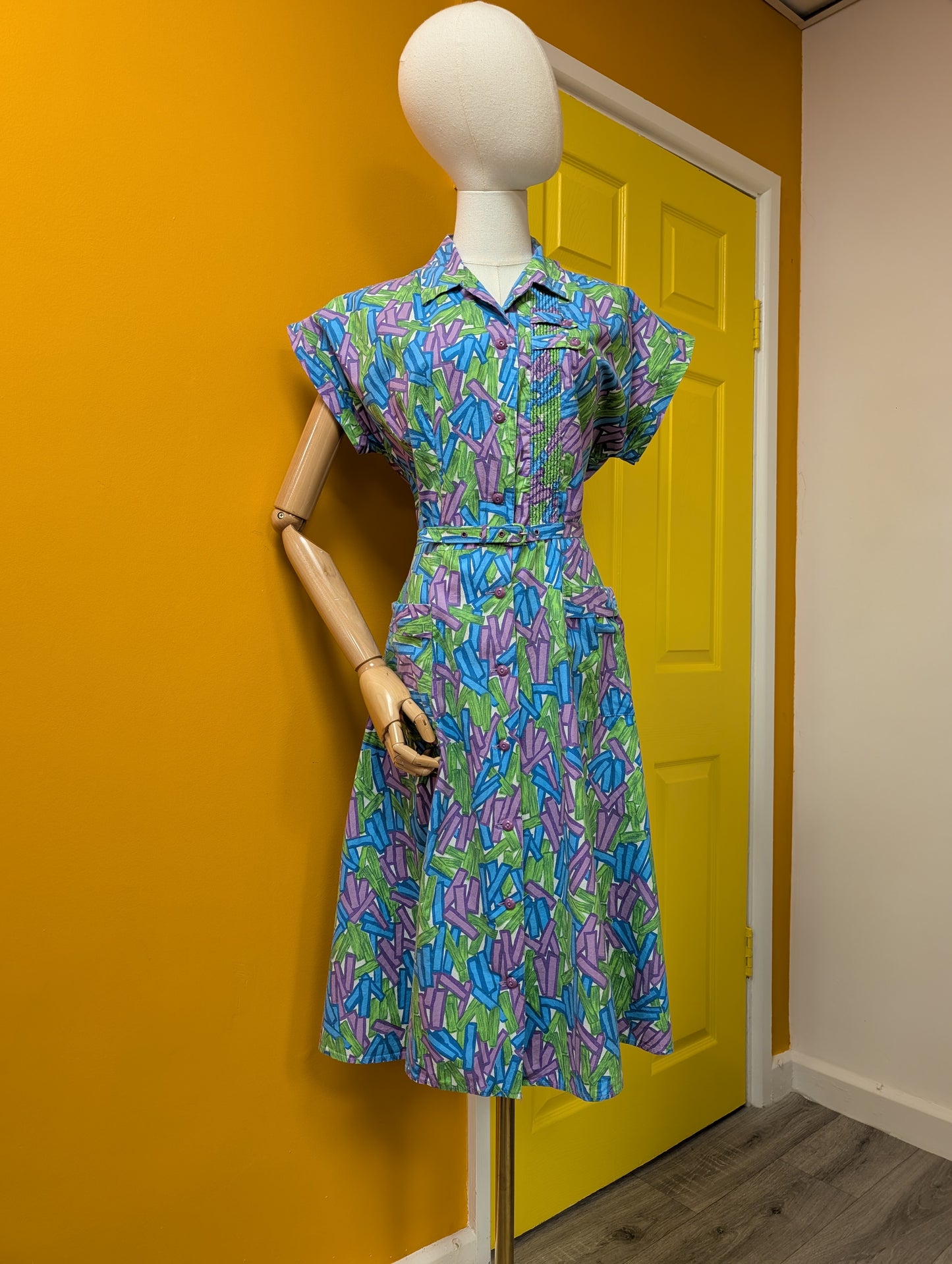 Early 1960s Kenrose cotton dress & belt - M/L/14/16