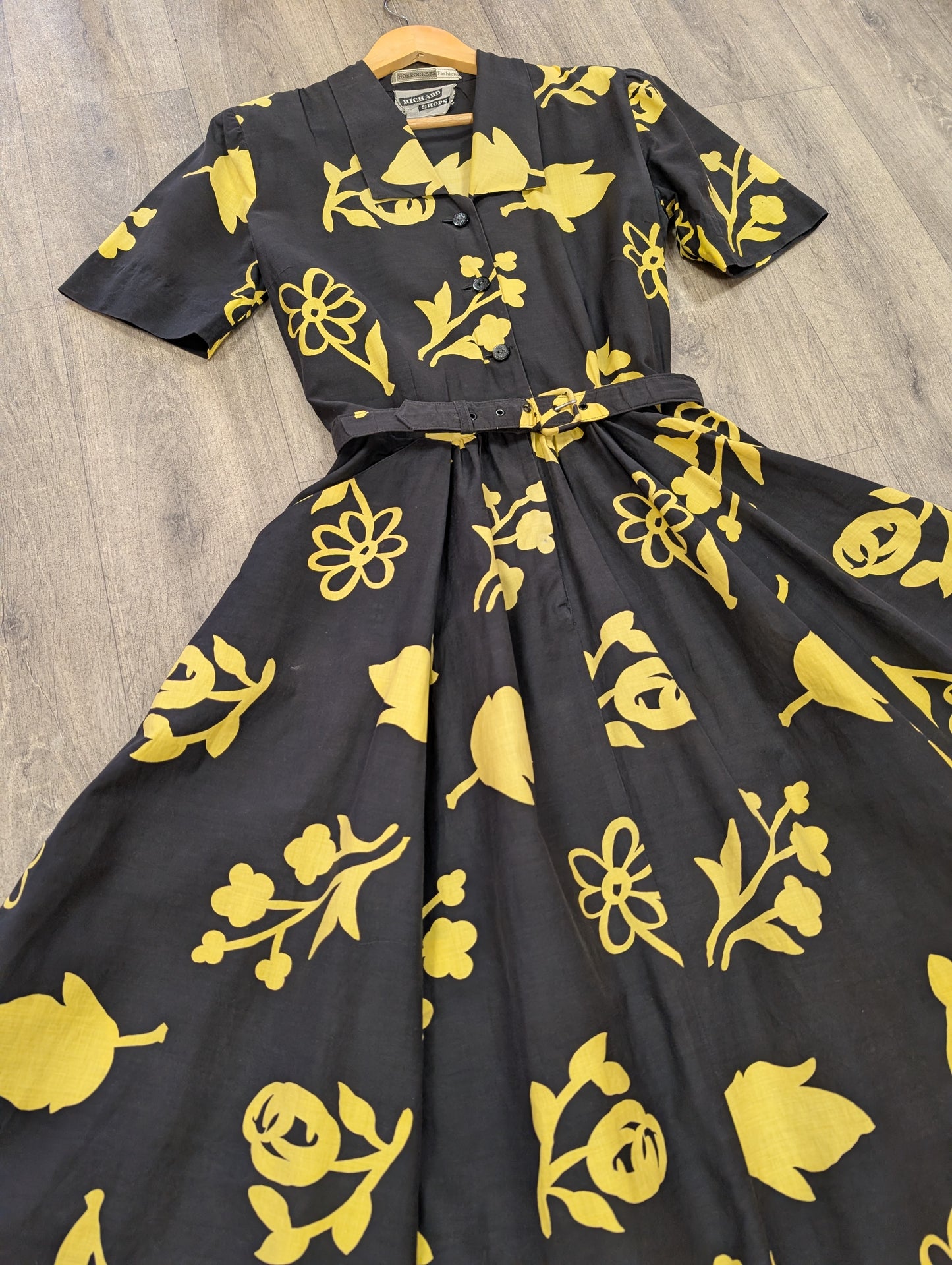 1950s Horrockses floral cotton dress & belt