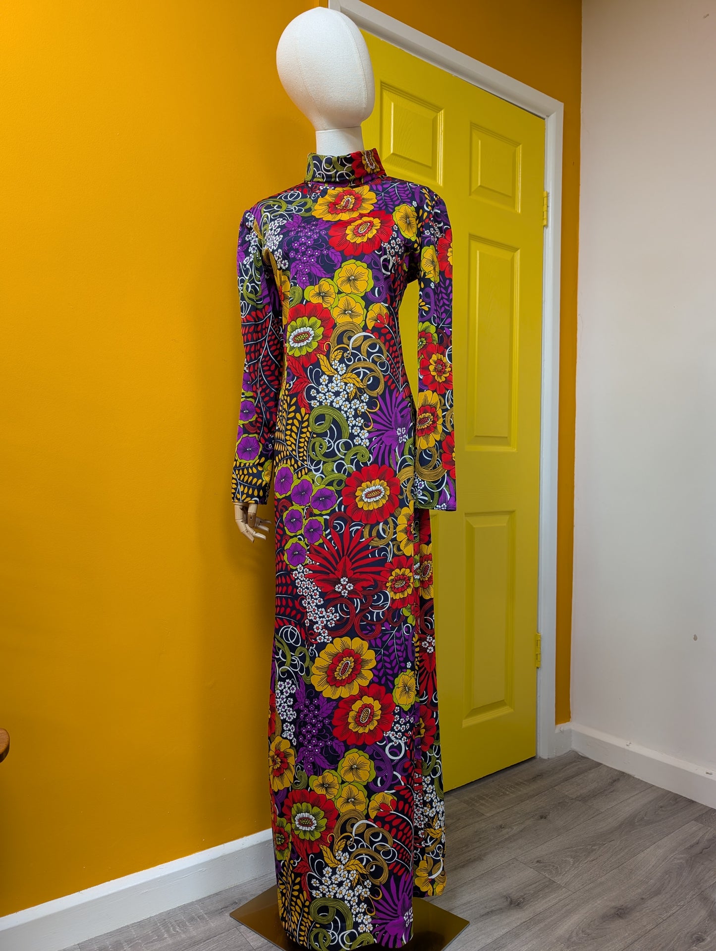 60s/70s psychedelic maxi dress - M/12/14