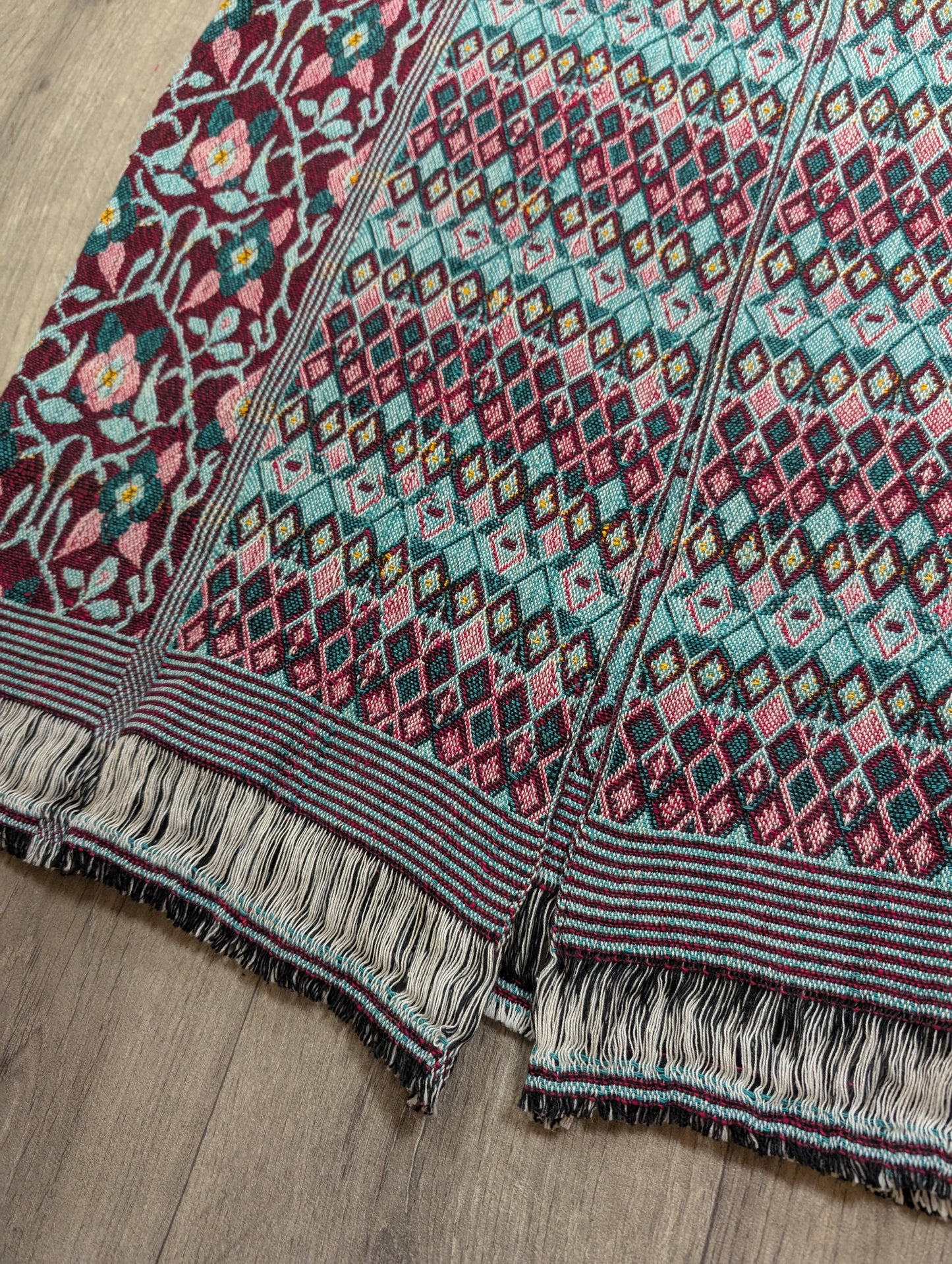 60s/70s cotton tapestry hooded maxi coat - XS