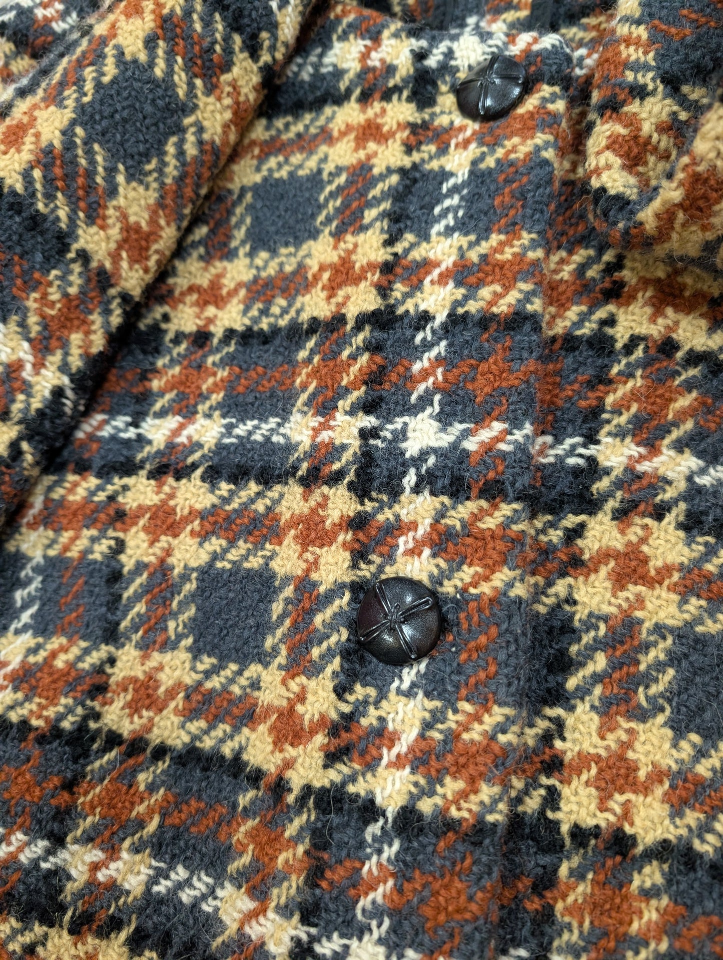 1970s check wool coat - S