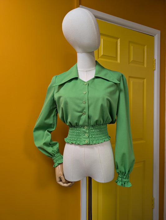 1970s green blouse - XS/S