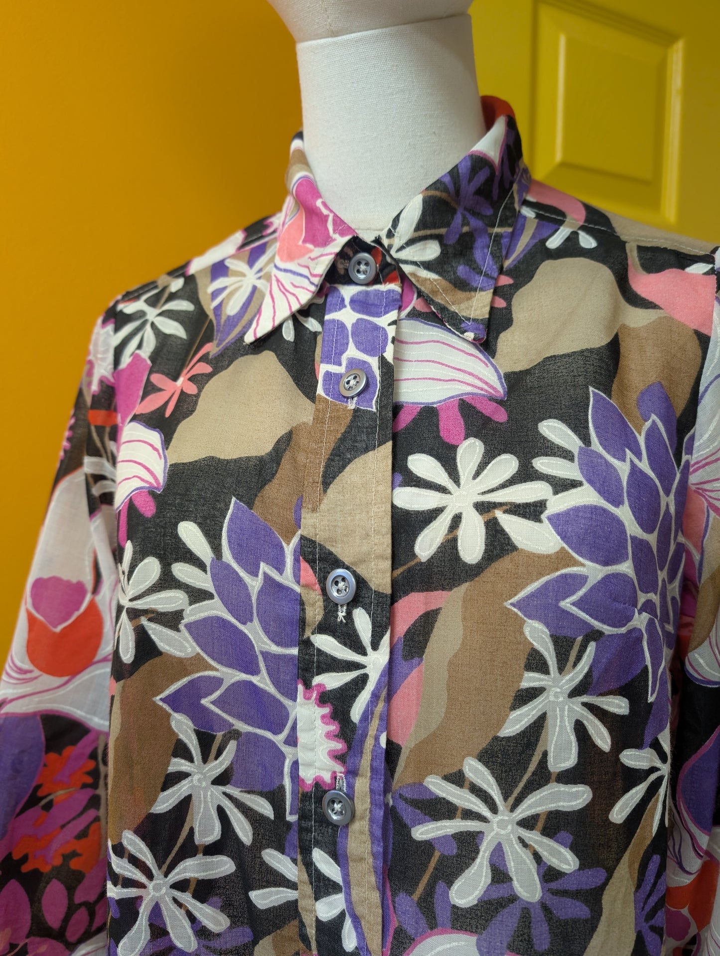 1970s Bernard Freres floral dress - M