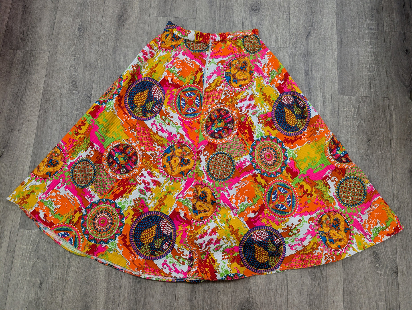 Alexander Clare psychedelic Chinese dragon print cotton skirt - 27" waist