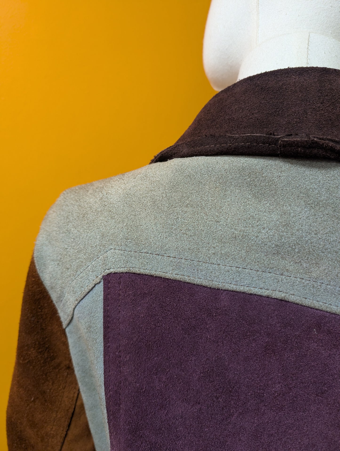 Epic 1970s colour block suede jacket - S/8