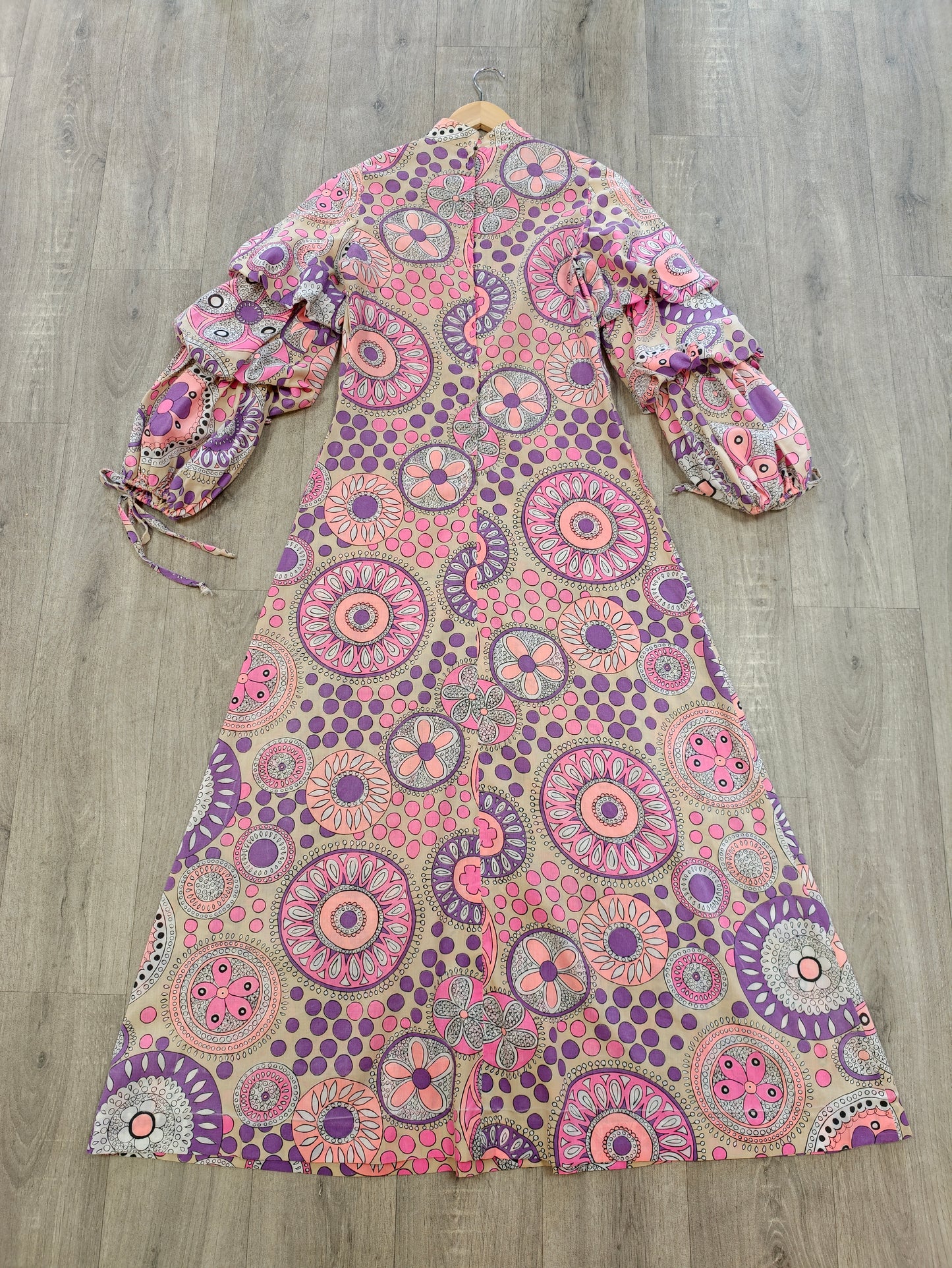 1960s Richard Shops psychedelic pink maxi dress - S