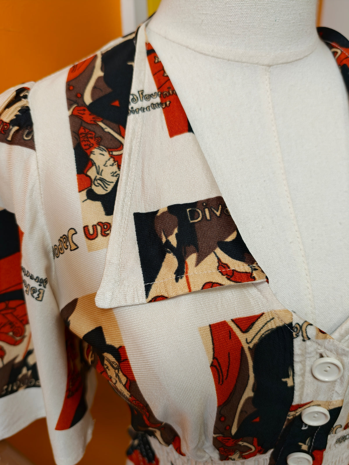 1970s C&A Toulouse Lautrec novelty print top - XS