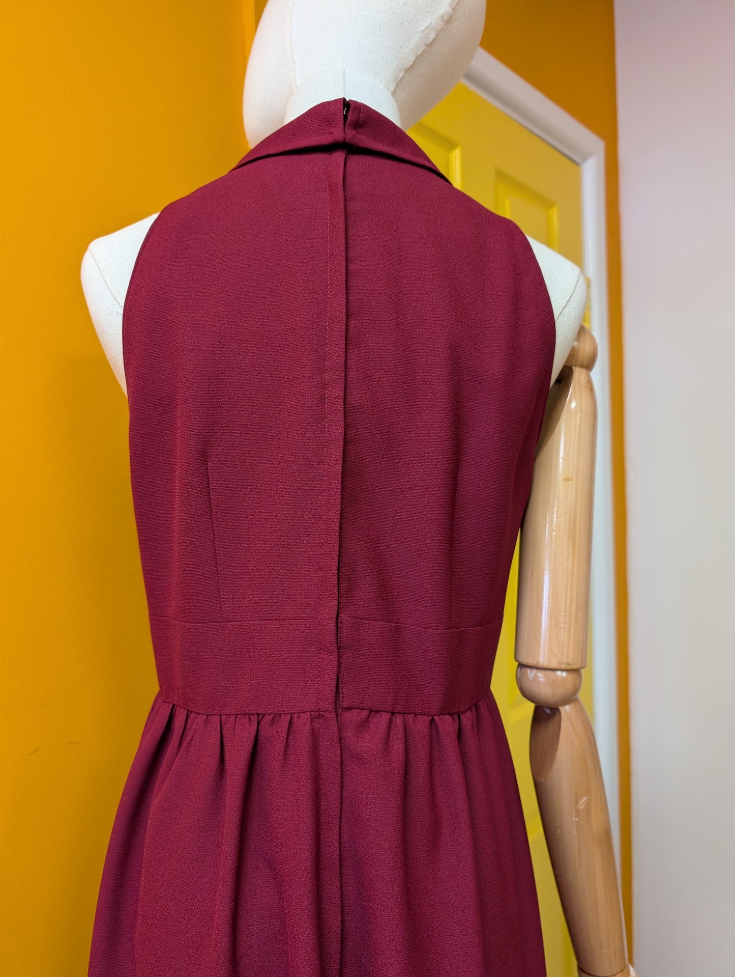 1970s burgundy maxi dress - S/M/10/12