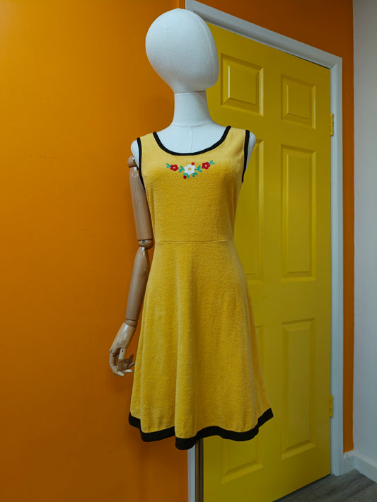 St Michael yellow towelling dress - S/8/10