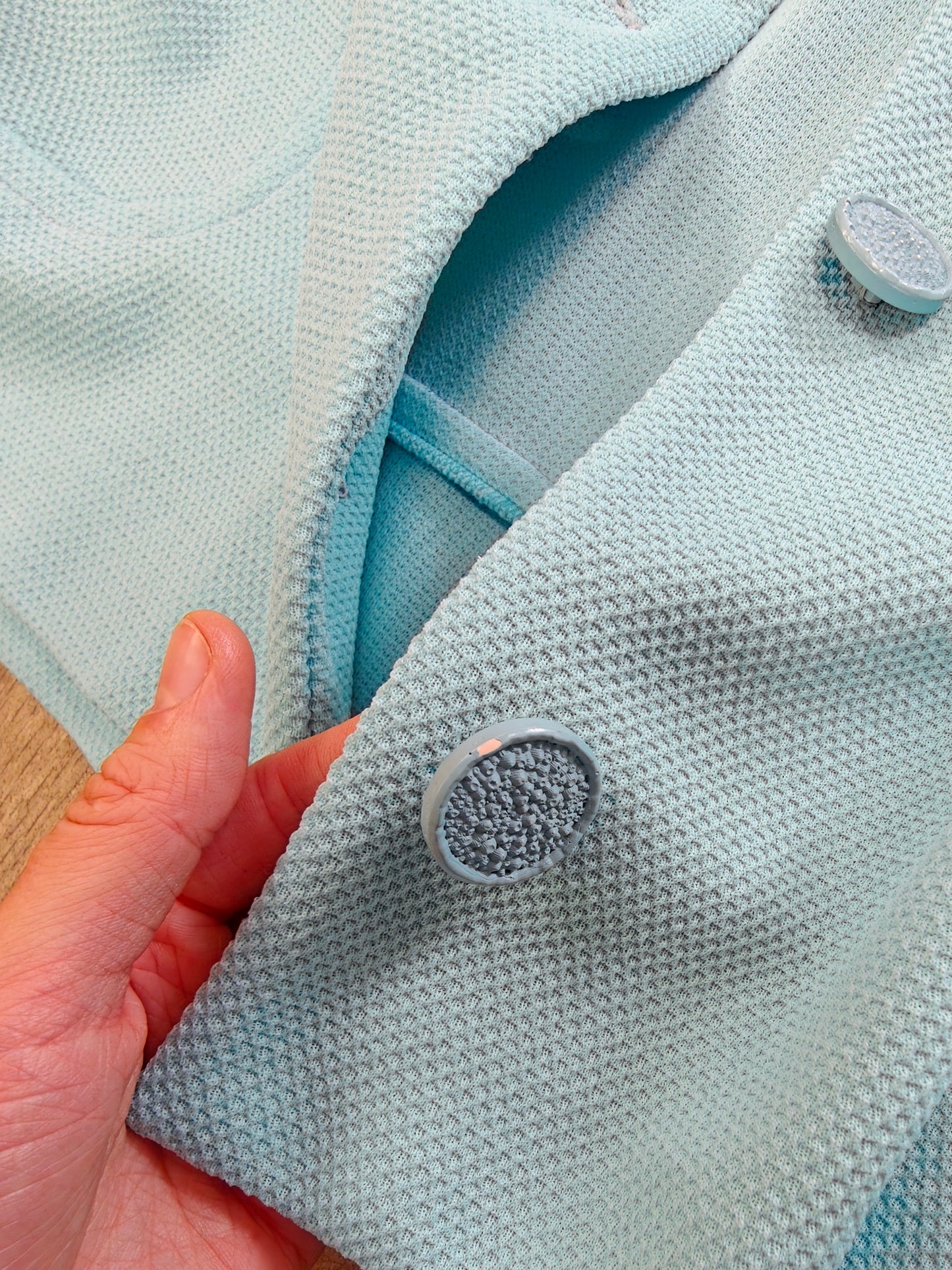 1960s blue crimplene skirt suit - M/14