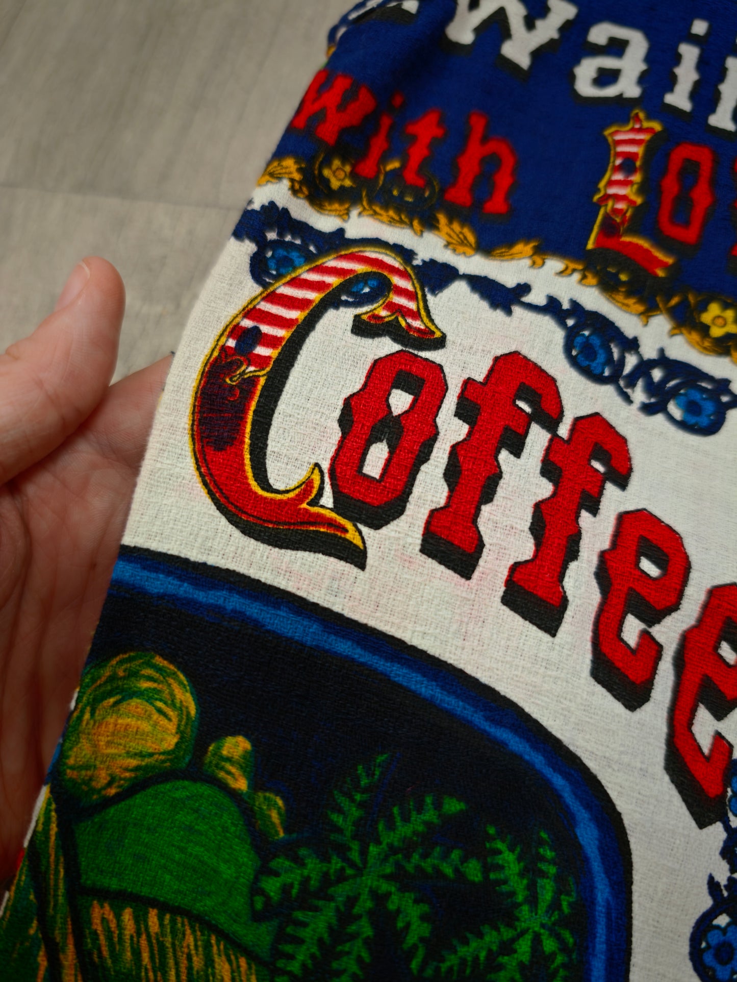 1970s Hawaiian 'Kona Coffee' novelty print top - S