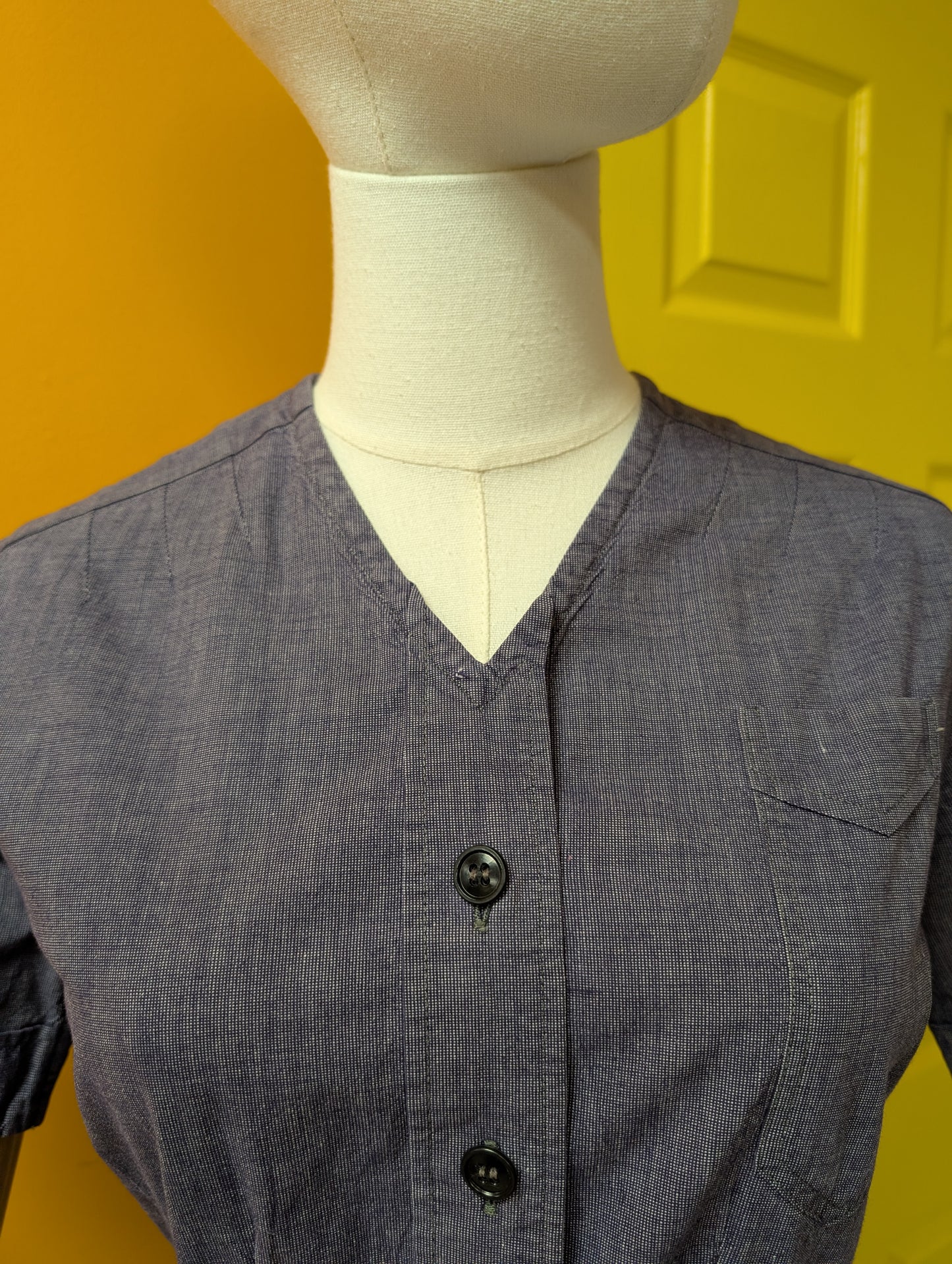 1940s Dutch chambray selvedge workwear dress nurse uniform - Size 8