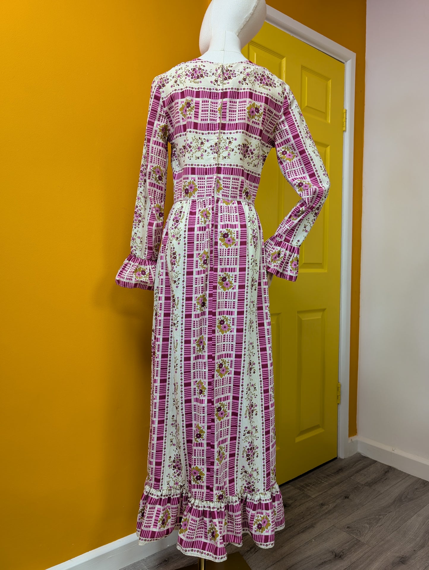 1970s floral cotton dress - S/10