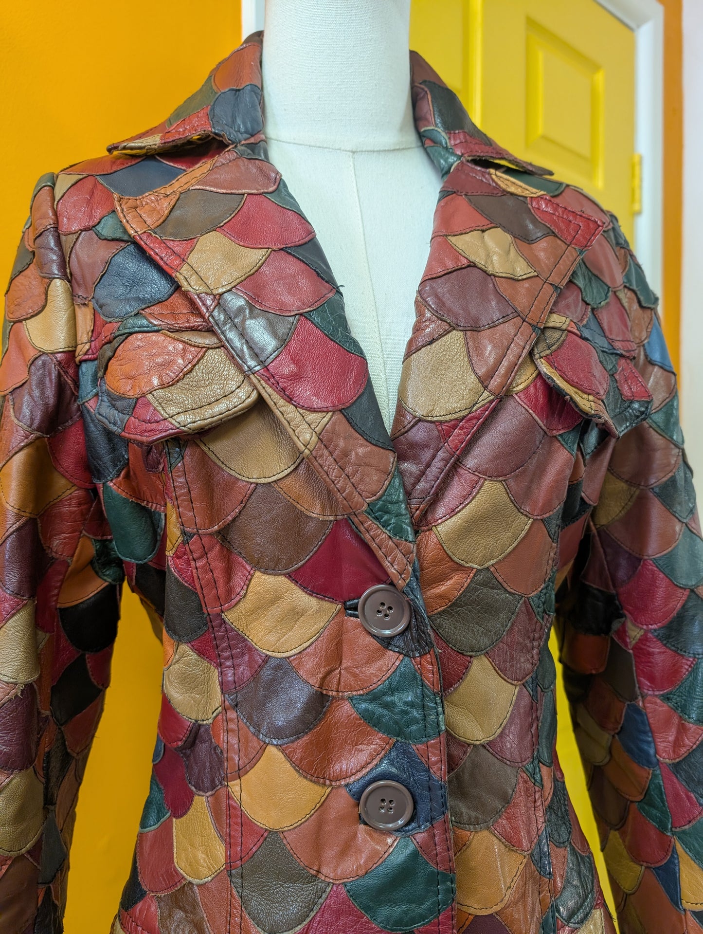 Epic 1970s fish scale leather jacket