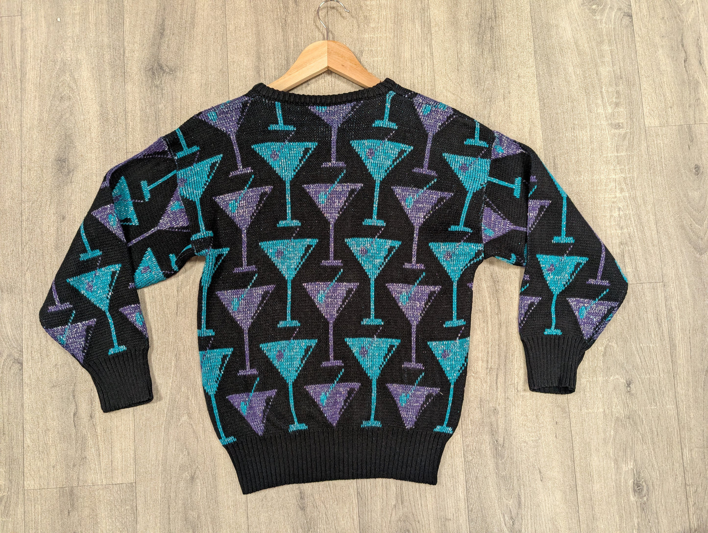 1980s novelty cocktail glass jumper - XS/S