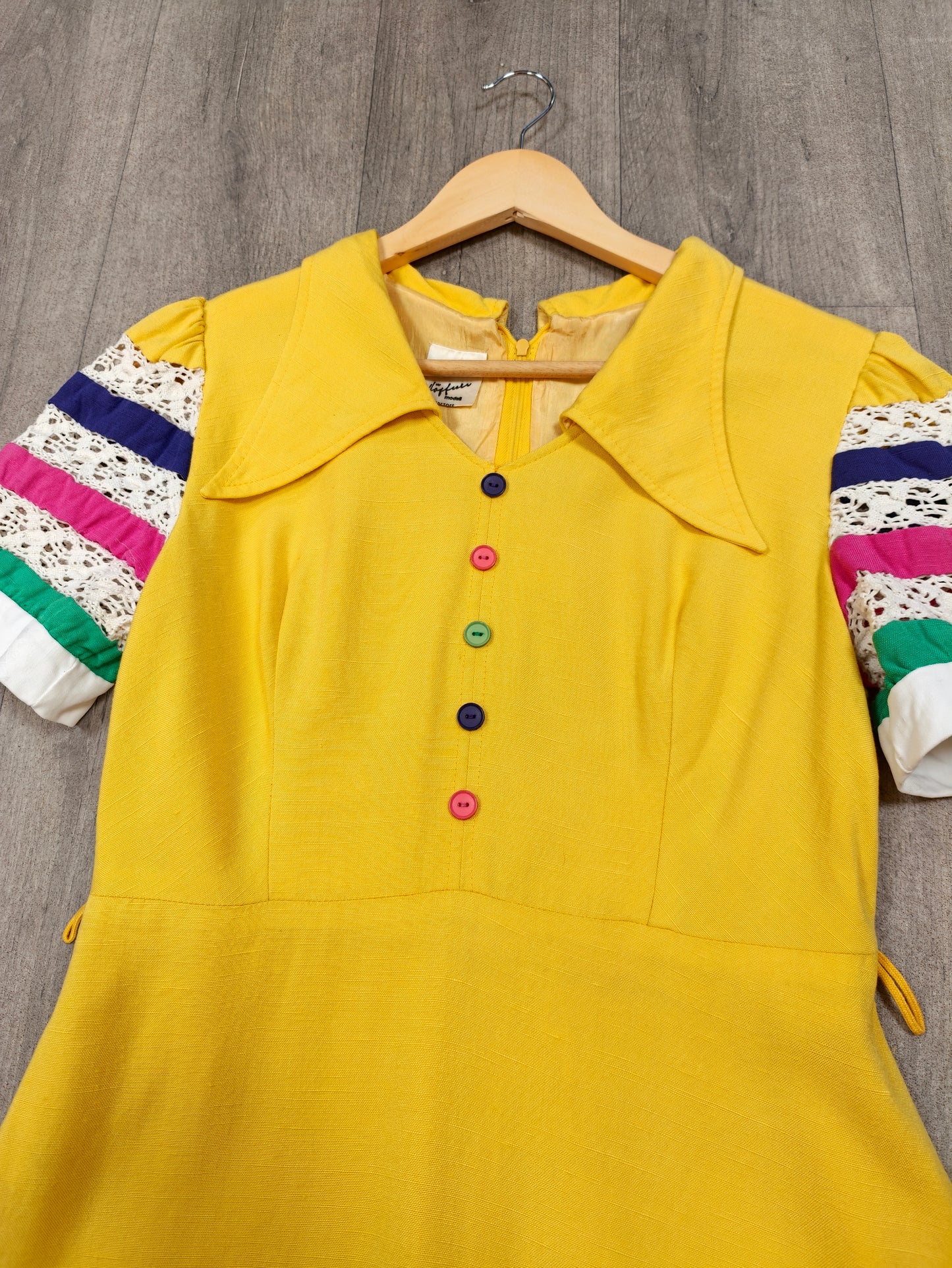 1970s yellow mini dress - S/10