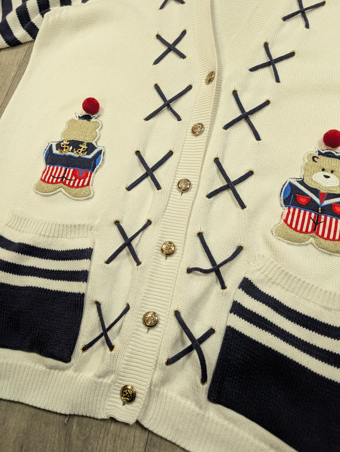 1990s Rene Derhy novelty sailor cotton cardigan - L