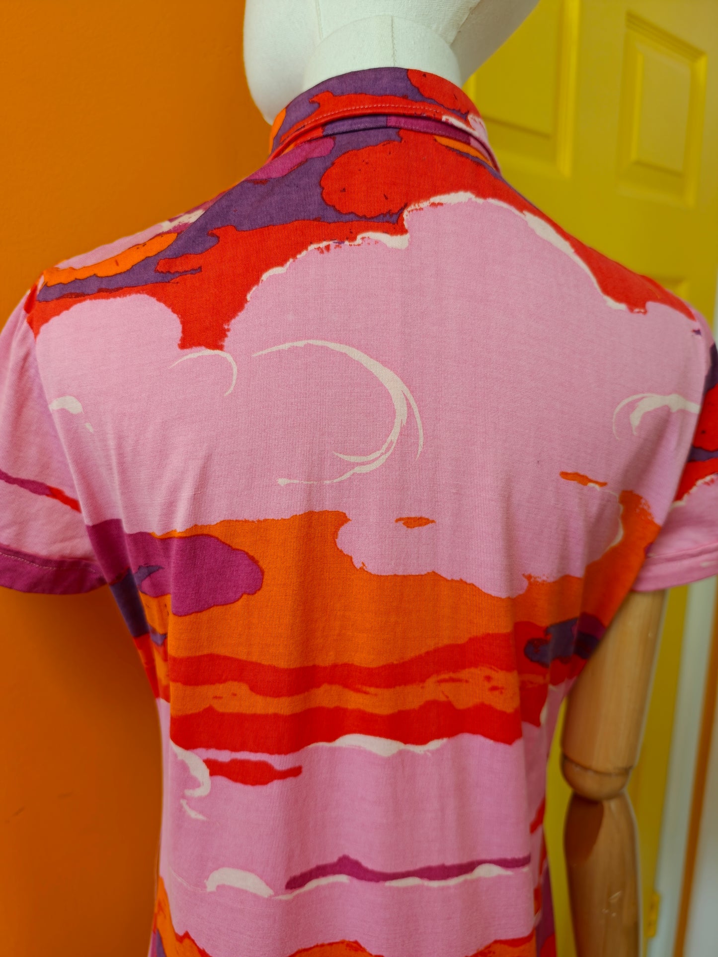 1960s Ken Scott psychedelic pink cotton dress - S/M