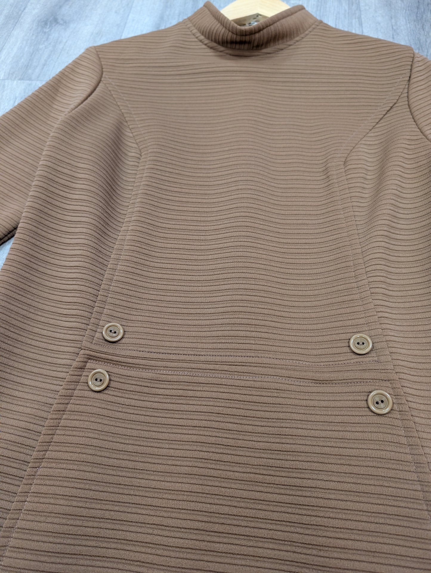 1960s brown crimplene dress - M/14