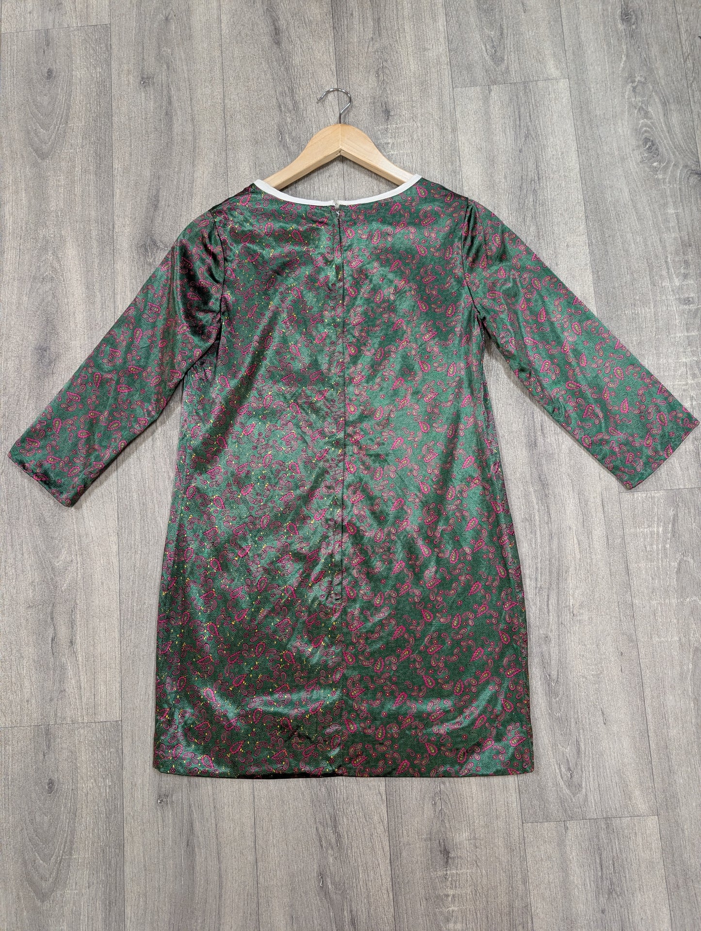 1960s green paisley mini dress - S/10
