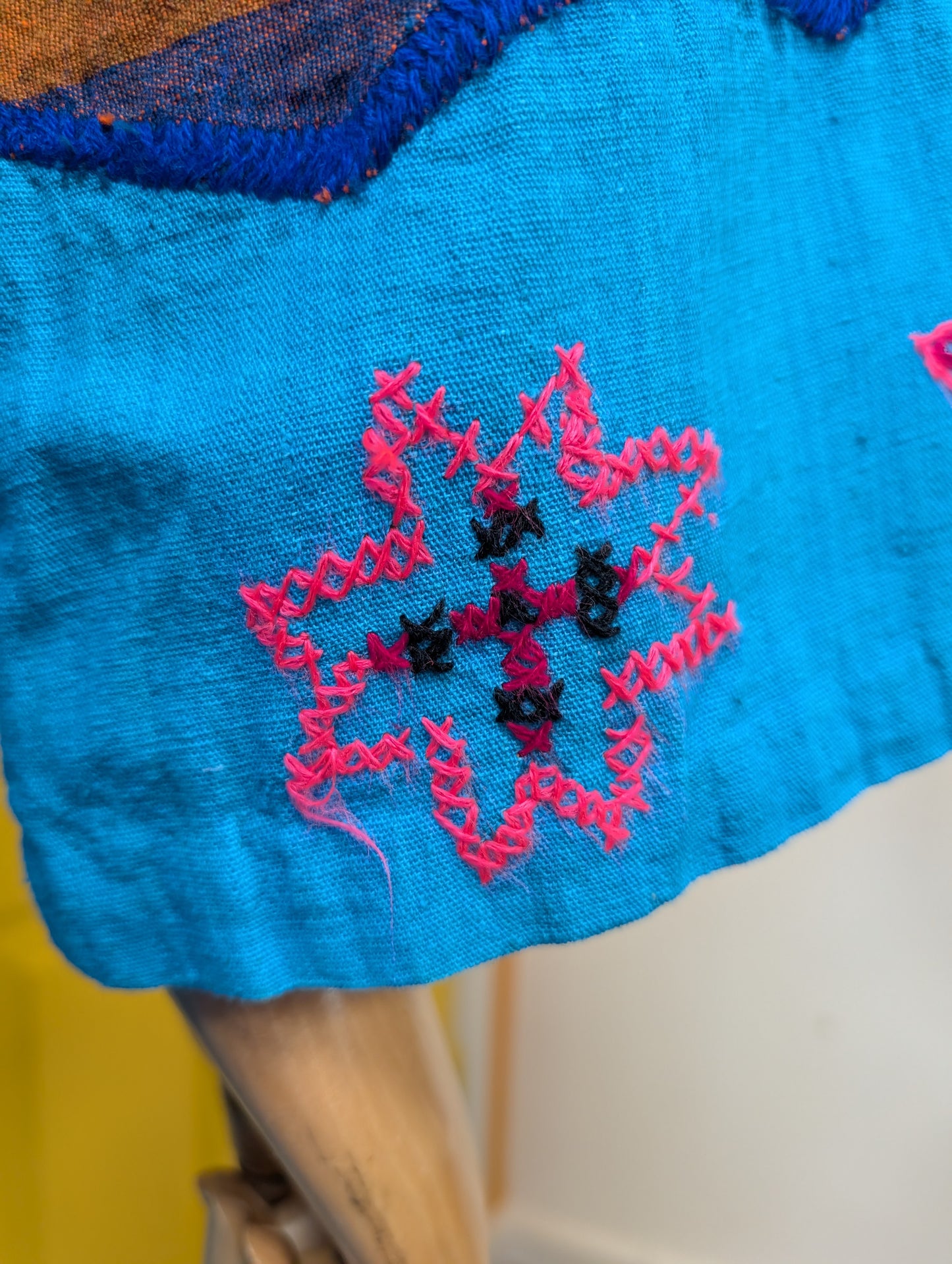 1970s Mexican embroidered cotton dress - XS