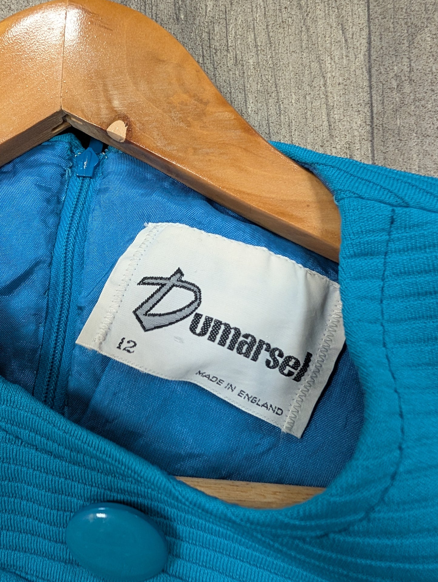 1970s Dumarsel blue dress & belt - S/8/10