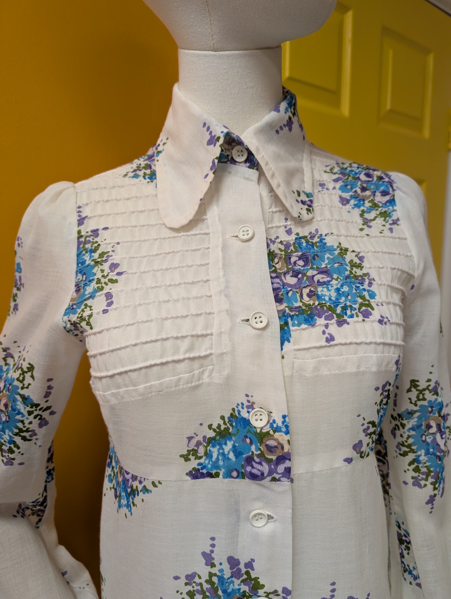 1960s sheer floral mini dress - XS/6