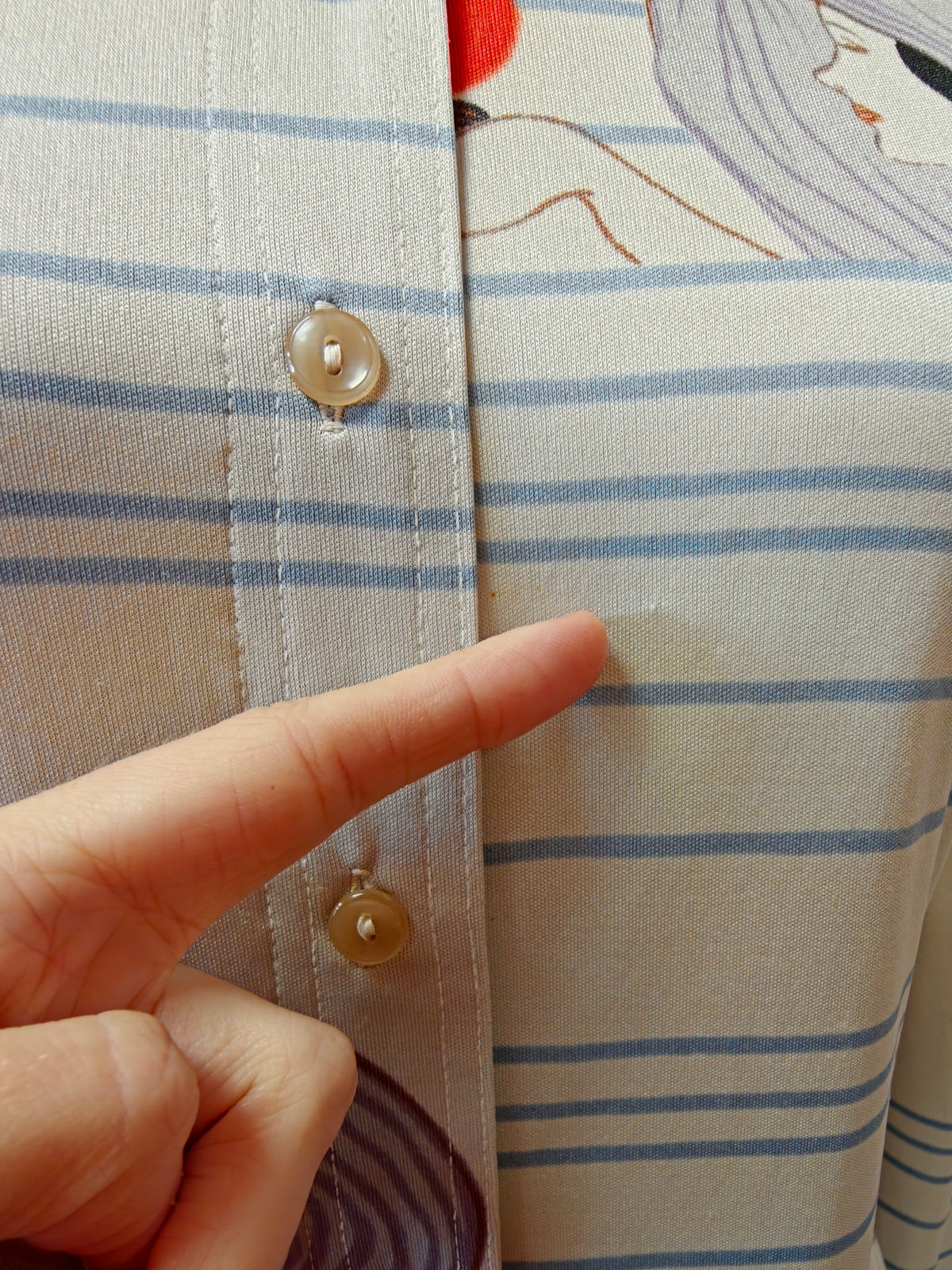 1970s novelty Helen Dryden print dagger collar shirt - S