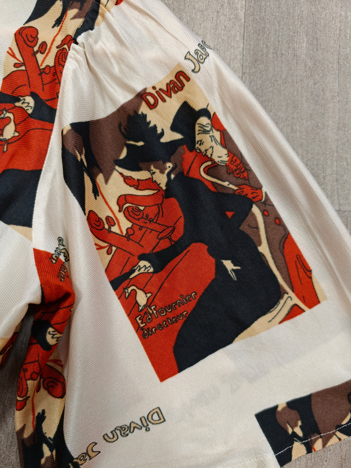 1970s C&A Toulouse Lautrec novelty print top - XS
