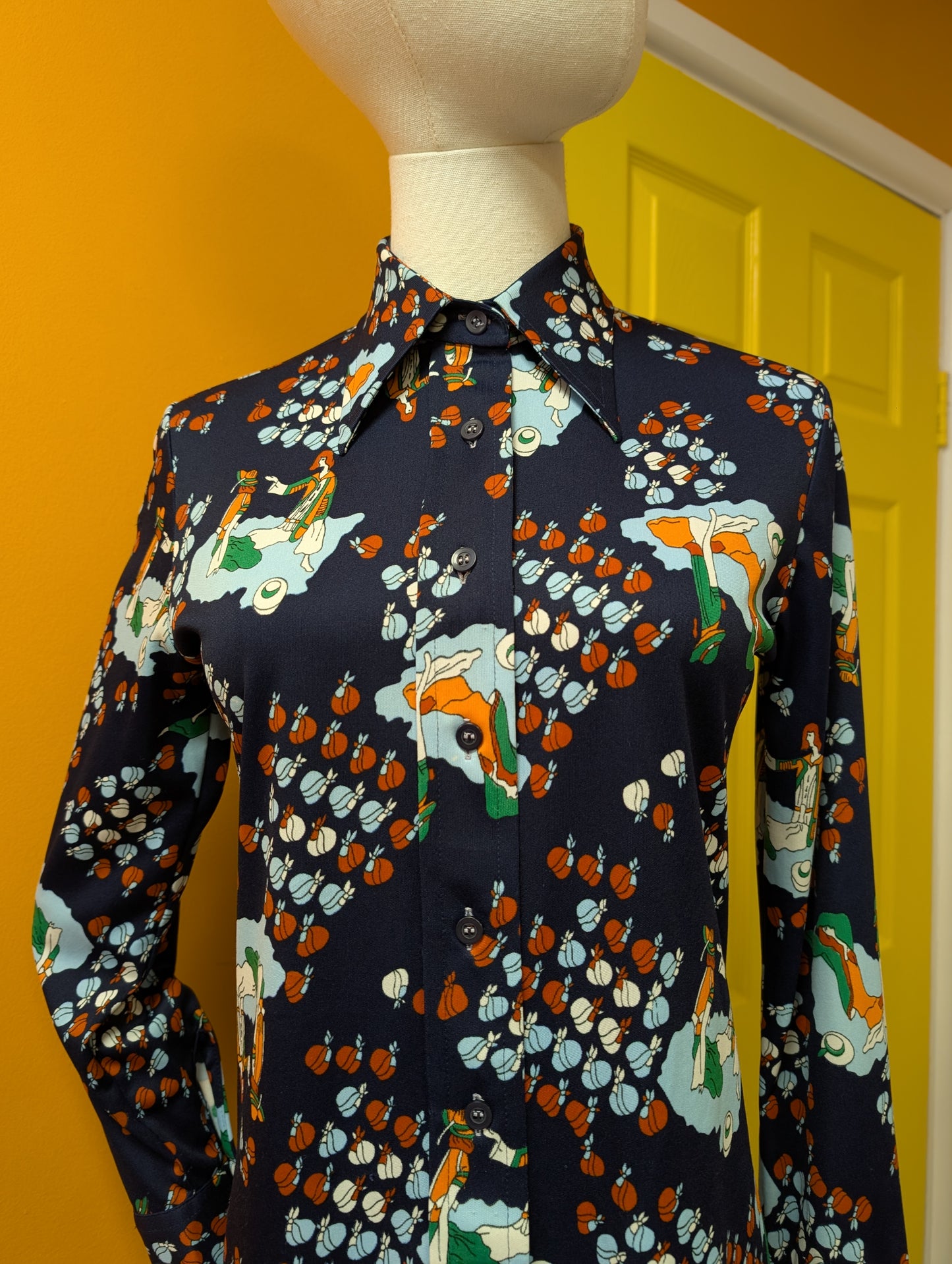 1970s Sears JR Bazaar novelty print shirt - XS/S