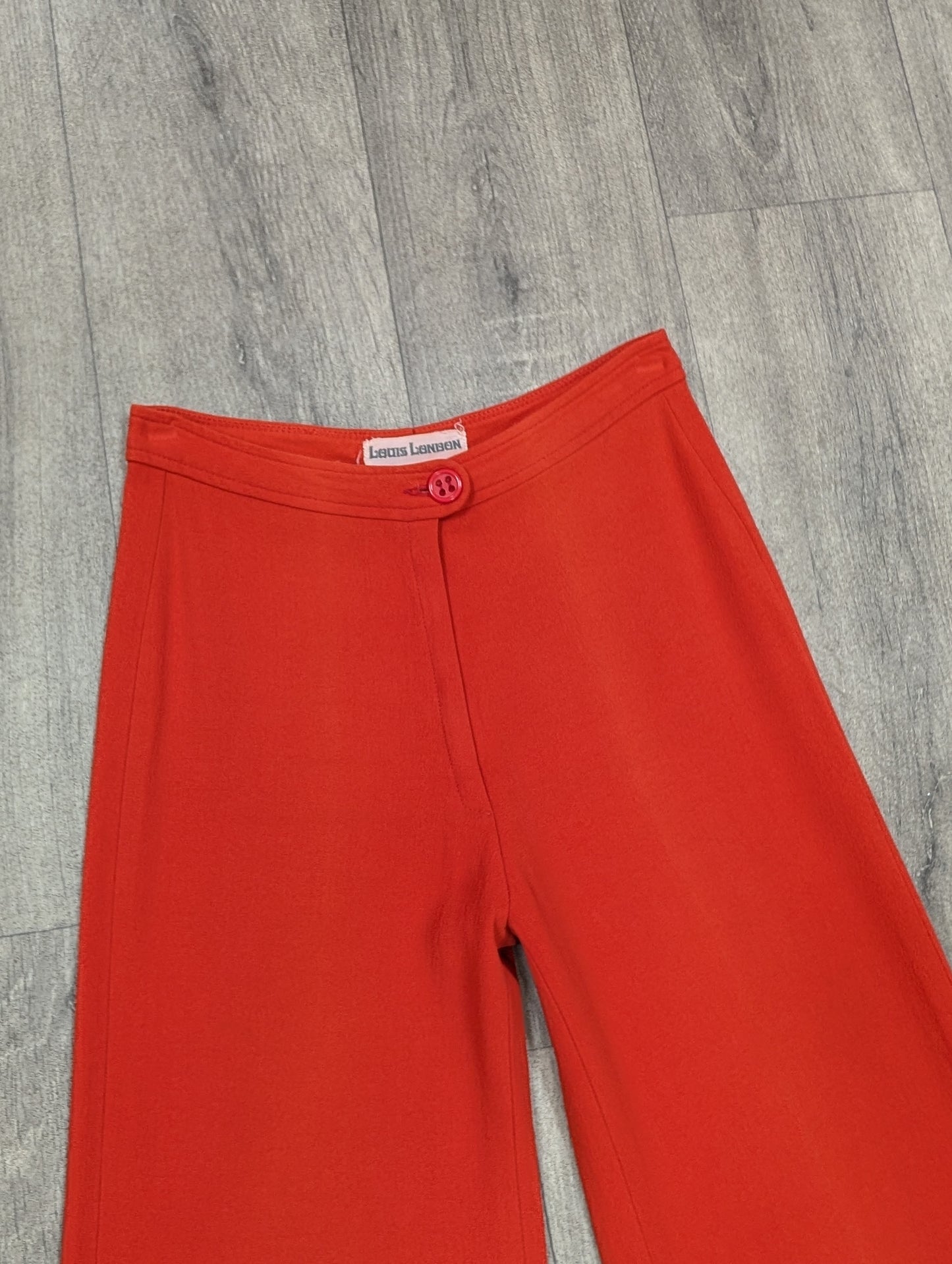 60s/70s Louis London red crepe flares - 23"/24" waist
