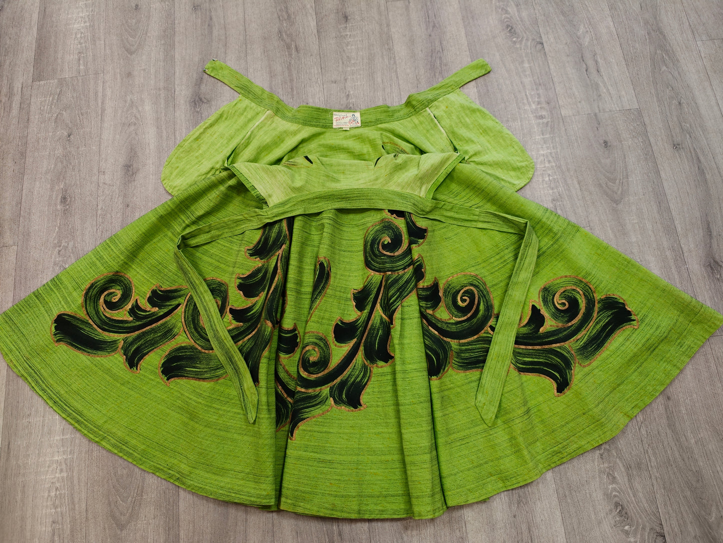 1950s Tel-Art hand painted Mexican full circle cotton skirt - XS/S