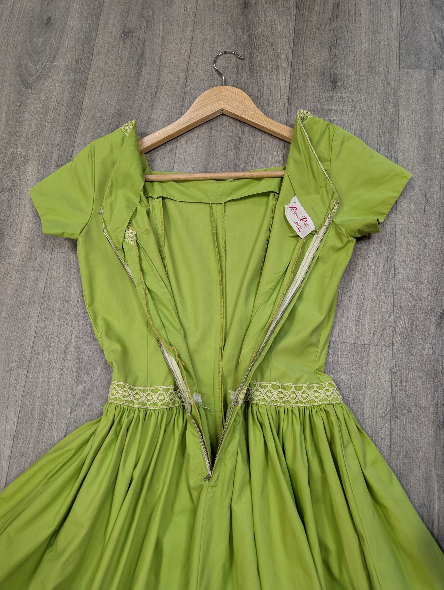 1950s Rhona Roy green cotton dress - XS/S/6/8