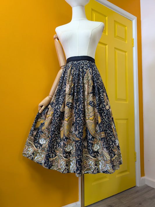 Gor-Ray novelty Thai print cotton skirt - 26.5" waist