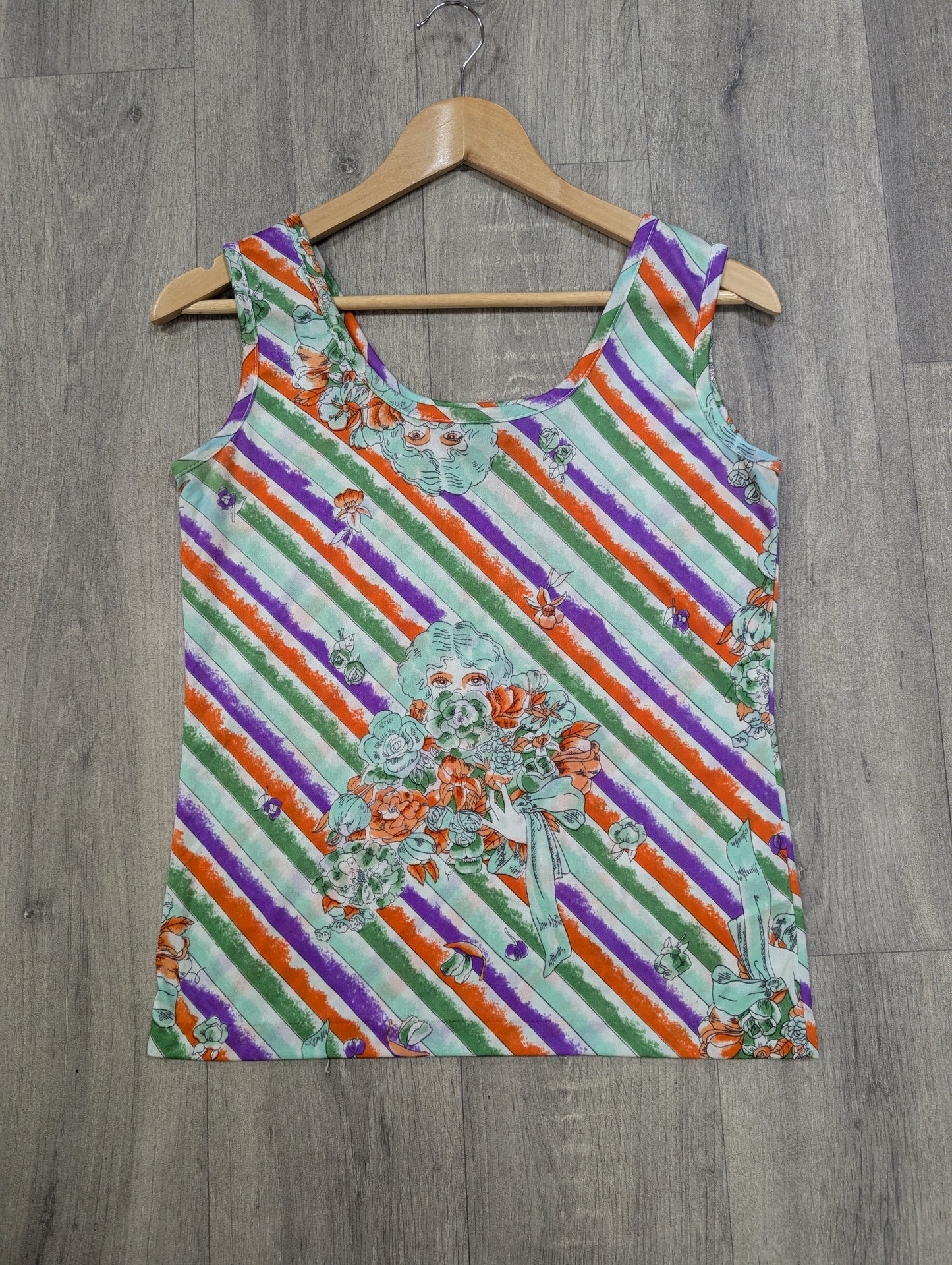 1970s Debenhams novelty print nylon vest top - S/M