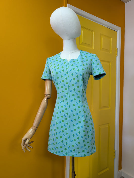 1960s novelty crimplene mini dress - XS/S/6/8