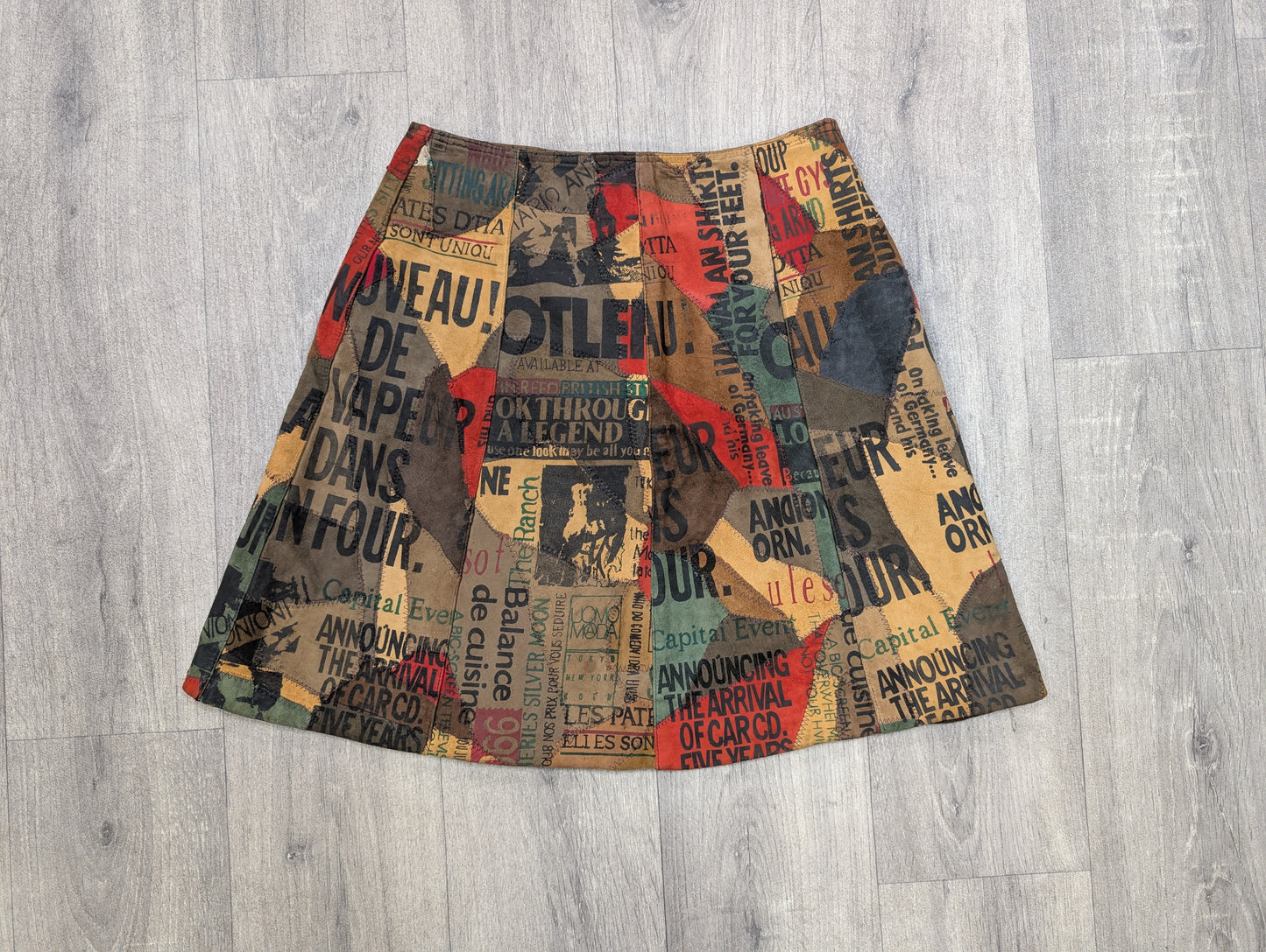 90s/Y2K Winch patchwork suede skirt - 26" waist