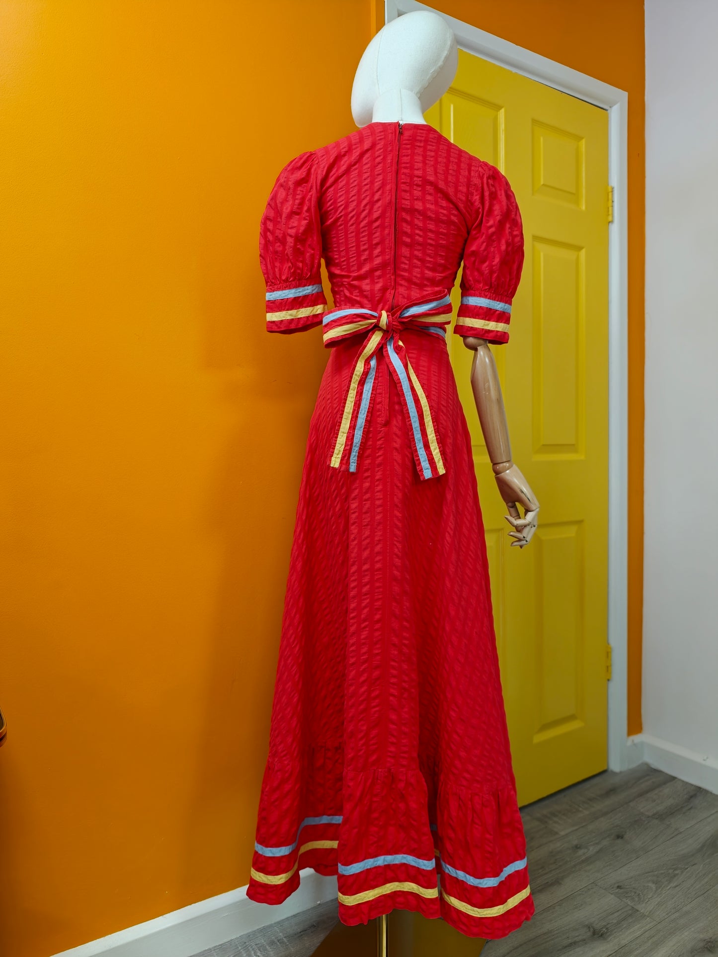 1970s Miss Mouse red cotton maxi dress - XS/6