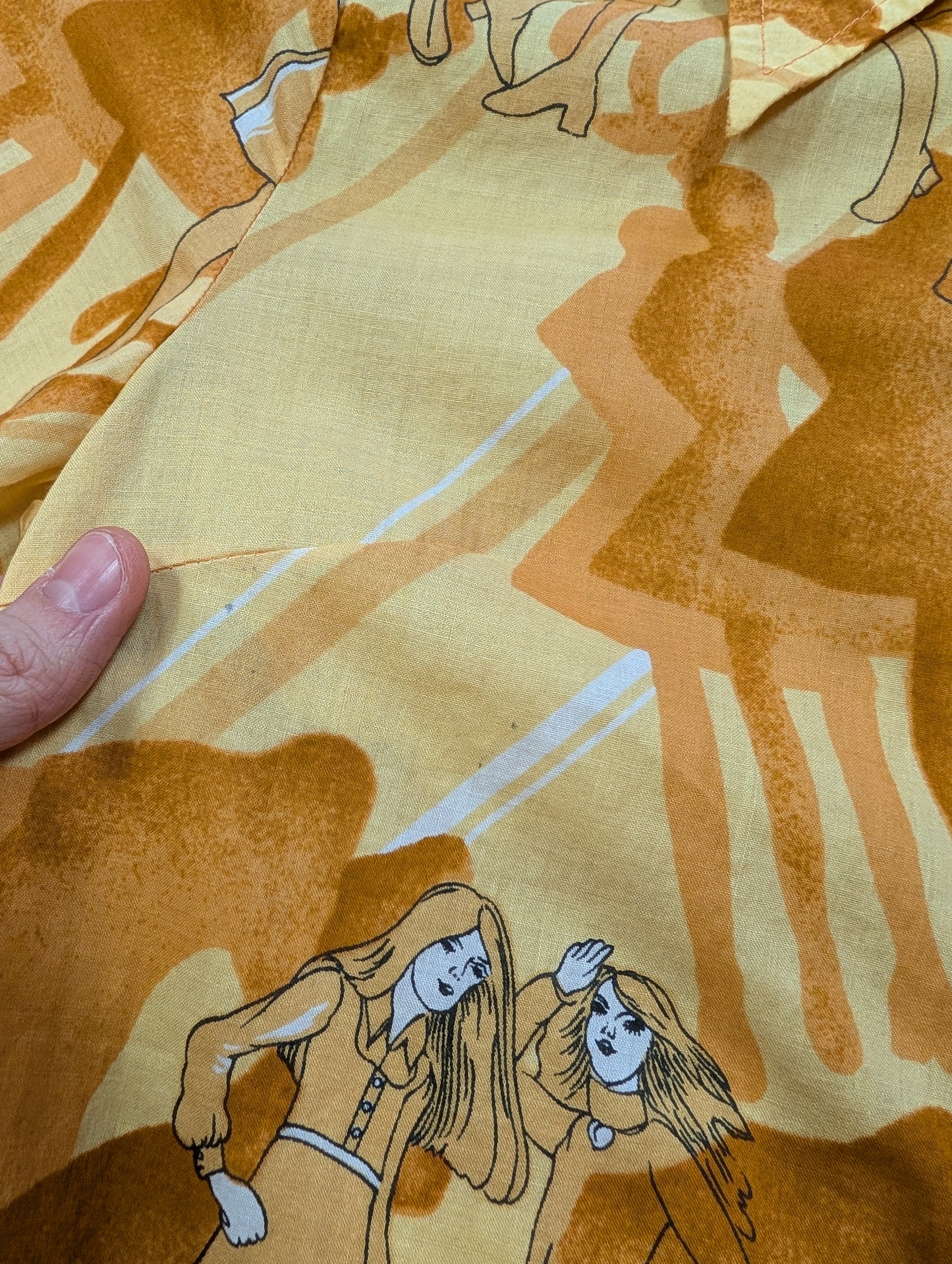 Epic 1970s novelty print cotton shirt - XXS/XS