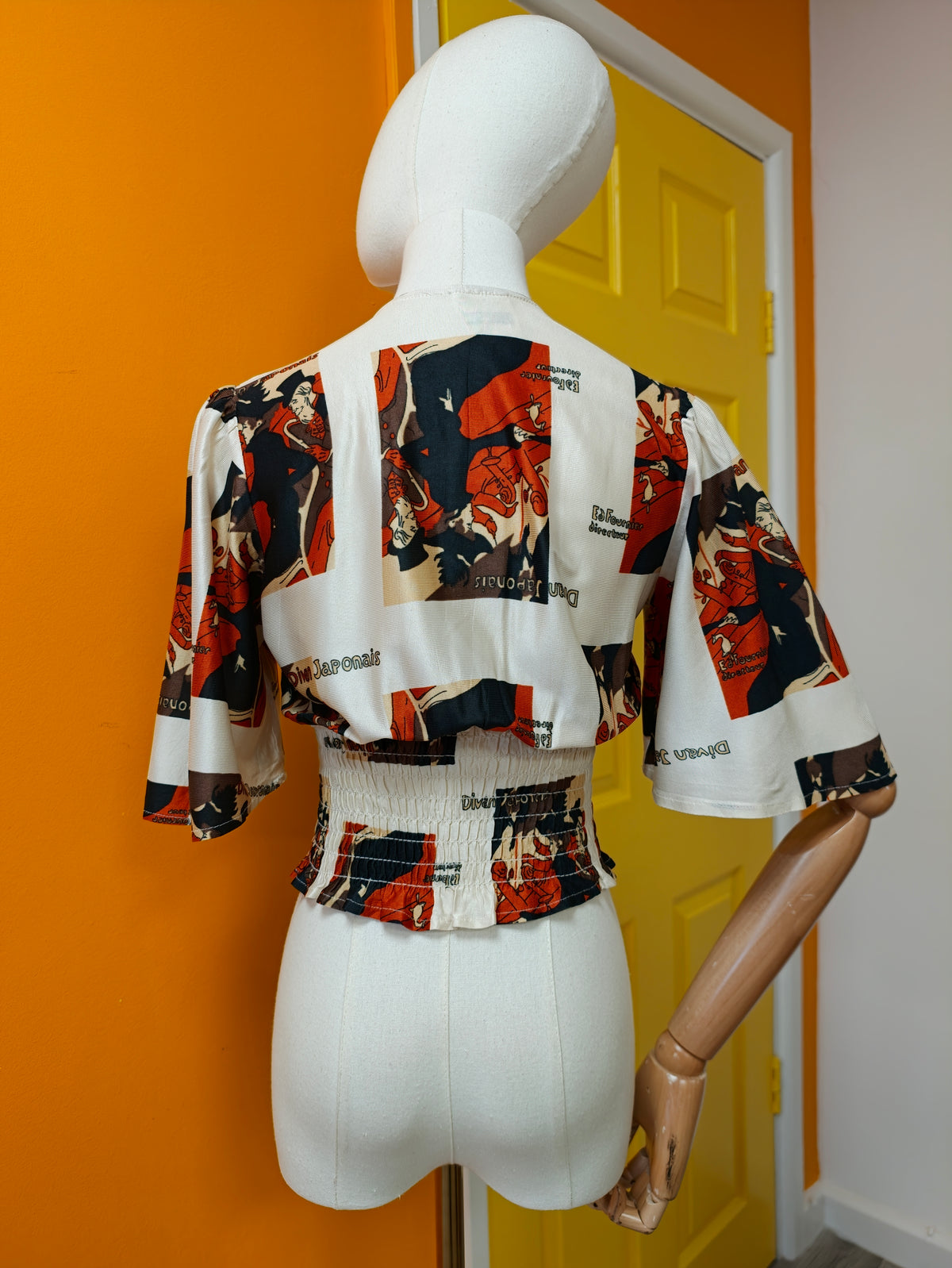 1970s C&A Toulouse Lautrec novelty print top - XS